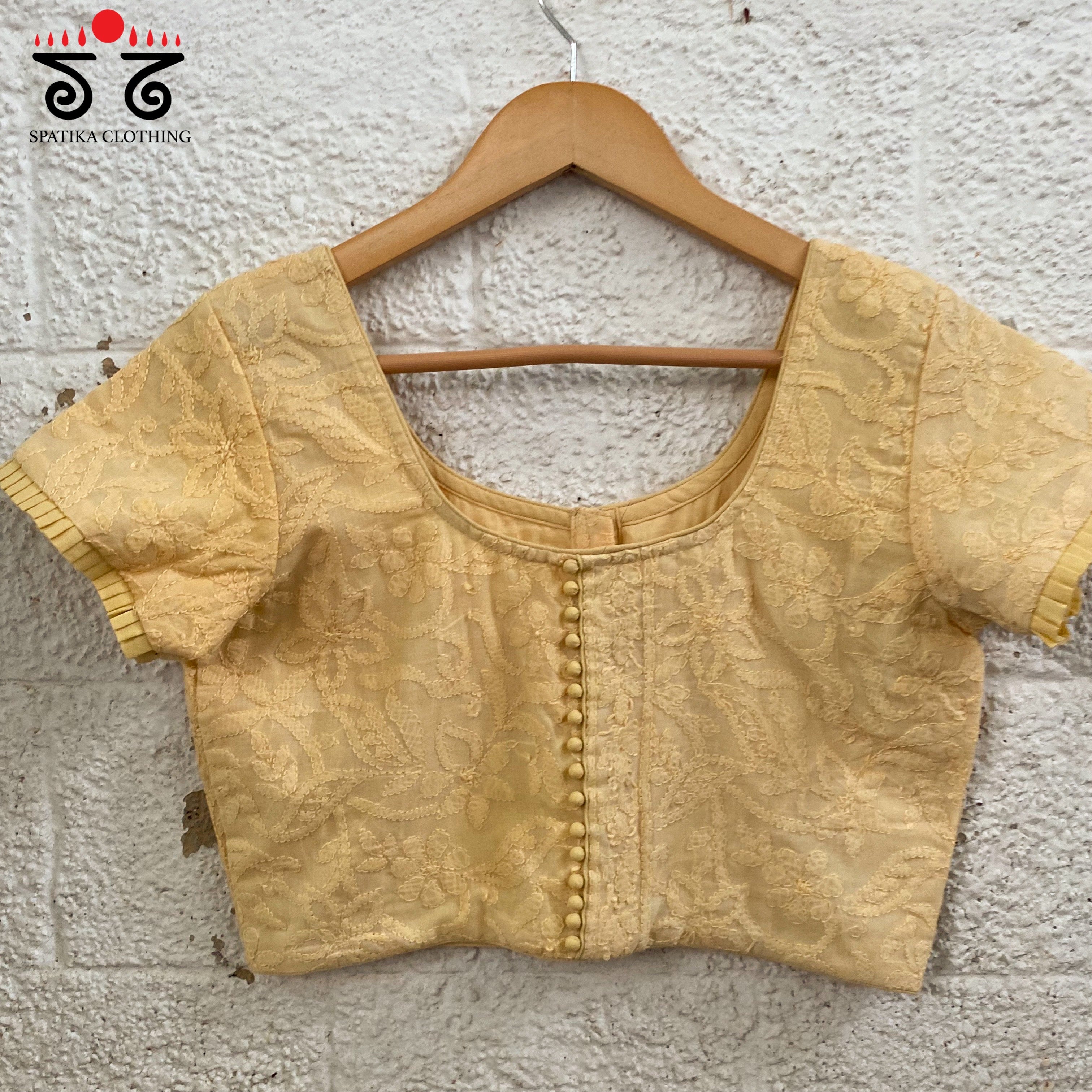 Lucknow Chikan Hand - Embroidered Blouse