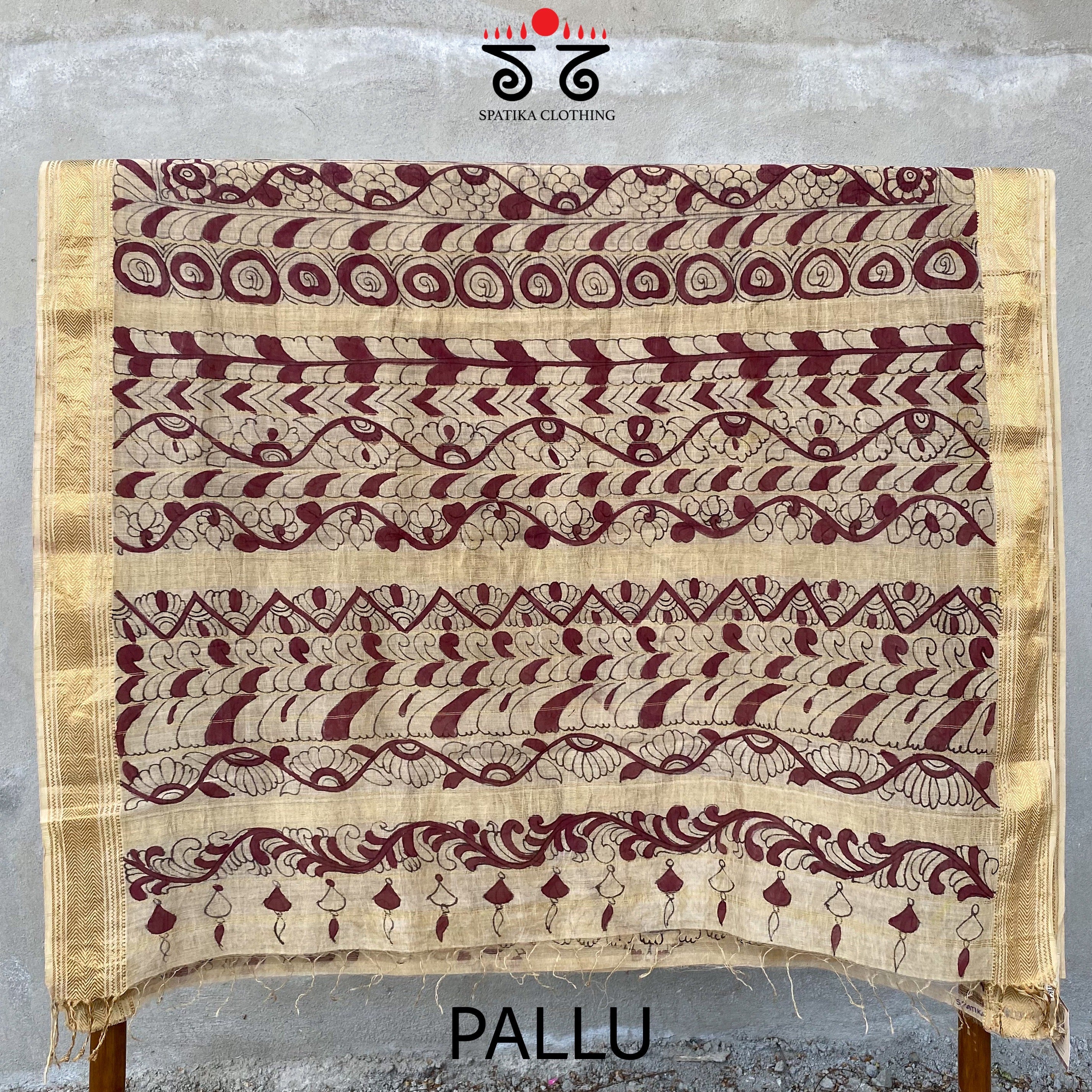 Pen Kalamkari On Maheshwari Silk Cotton Saree