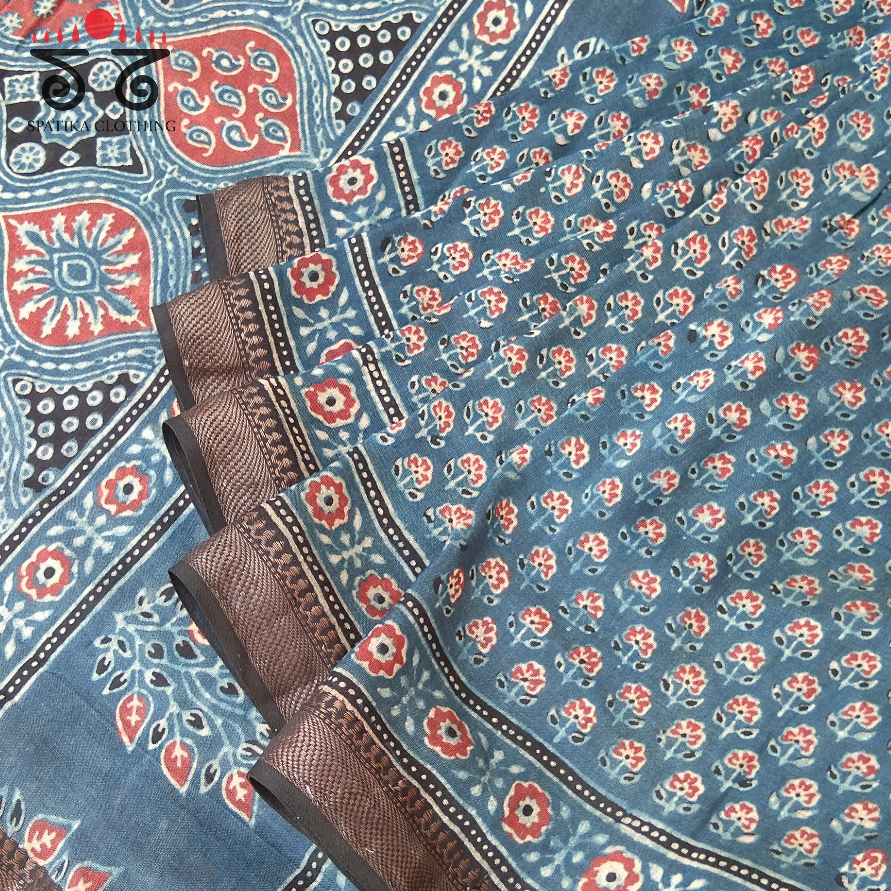 Ajrak Handblock Print on Silk Cotton Saree