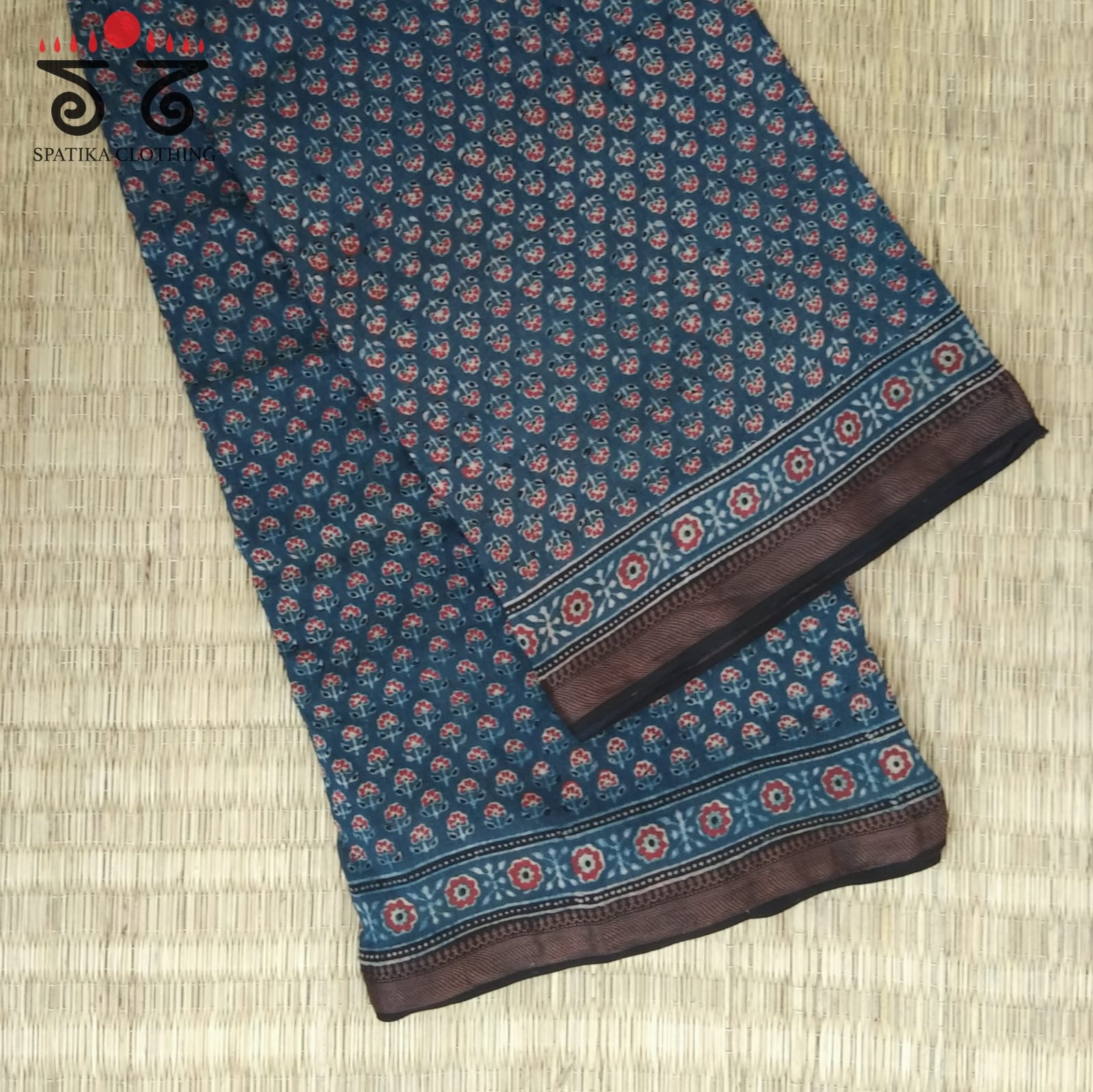 Ajrak Handblock Print on Silk Cotton Saree