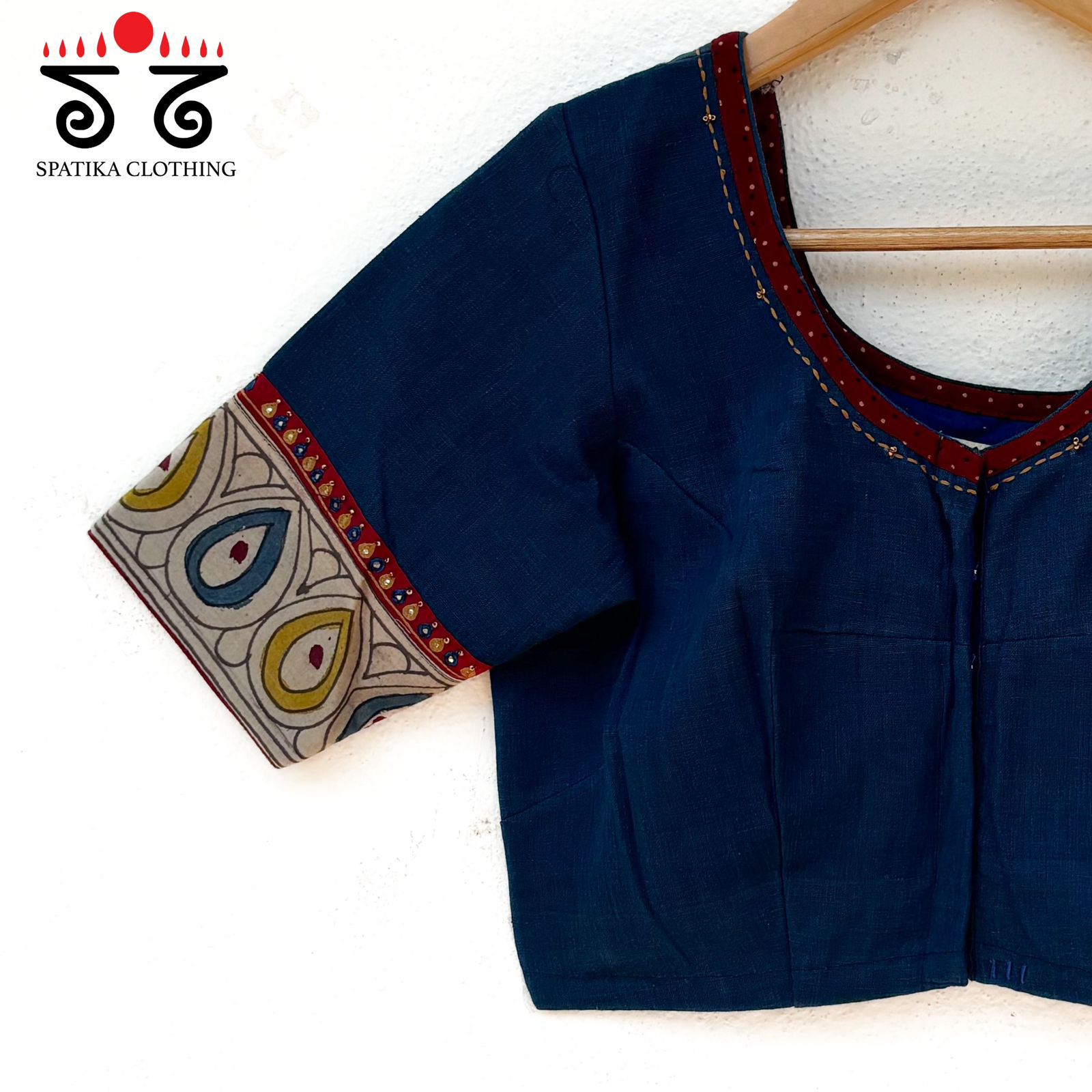 Boondh Pen Kalamkari - Hand Embroidered Blouse