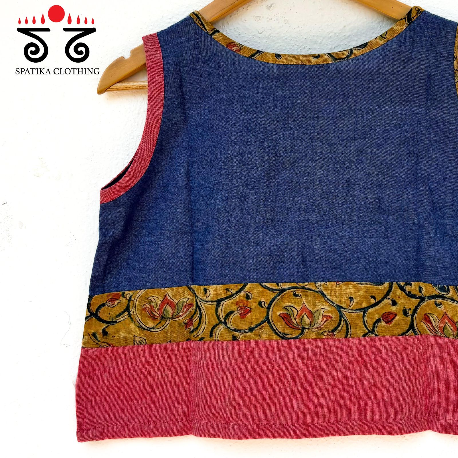 kalamkari Handblock Print Patch Pocket Crop Top