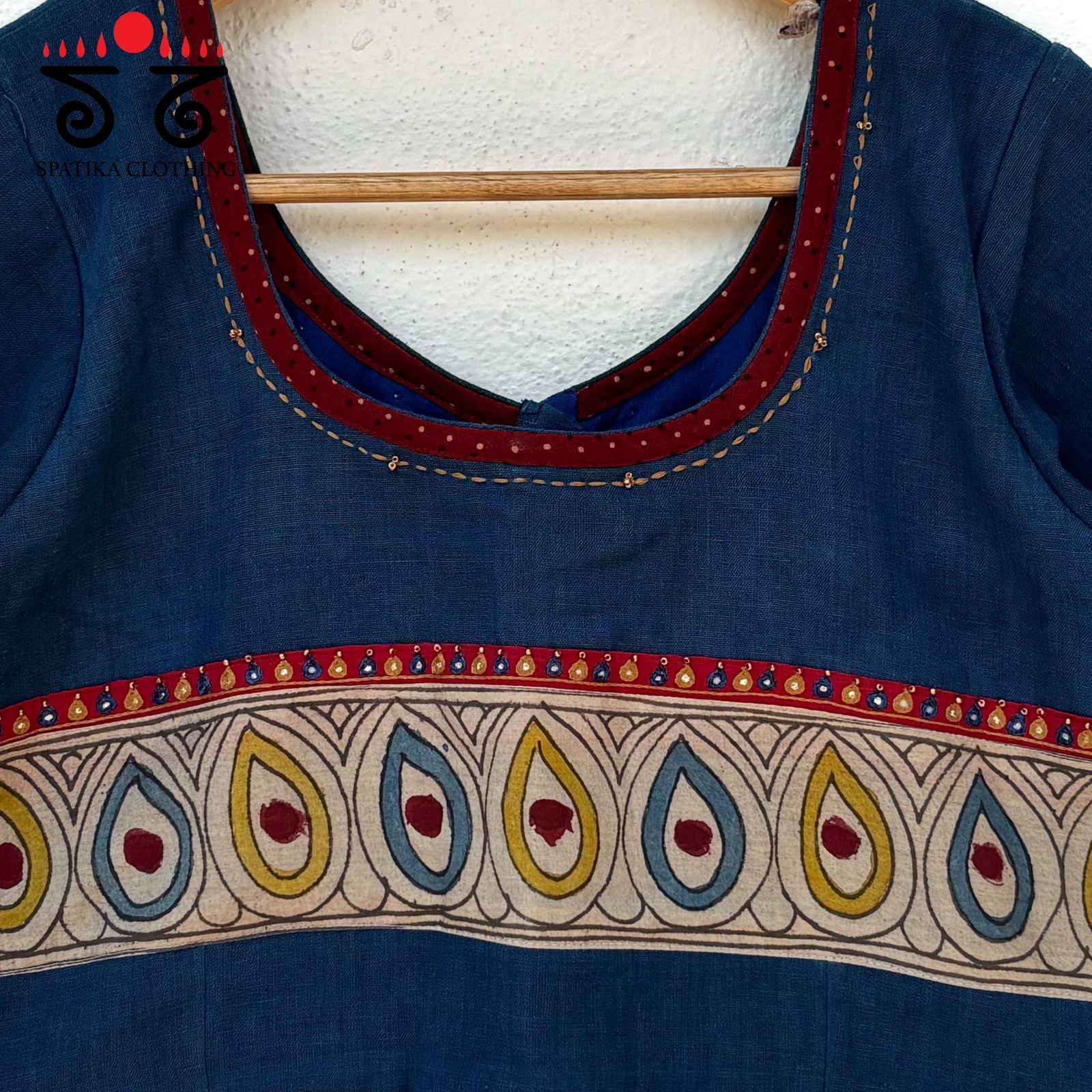 Boondh Pen Kalamkari - Hand Embroidered Blouse
