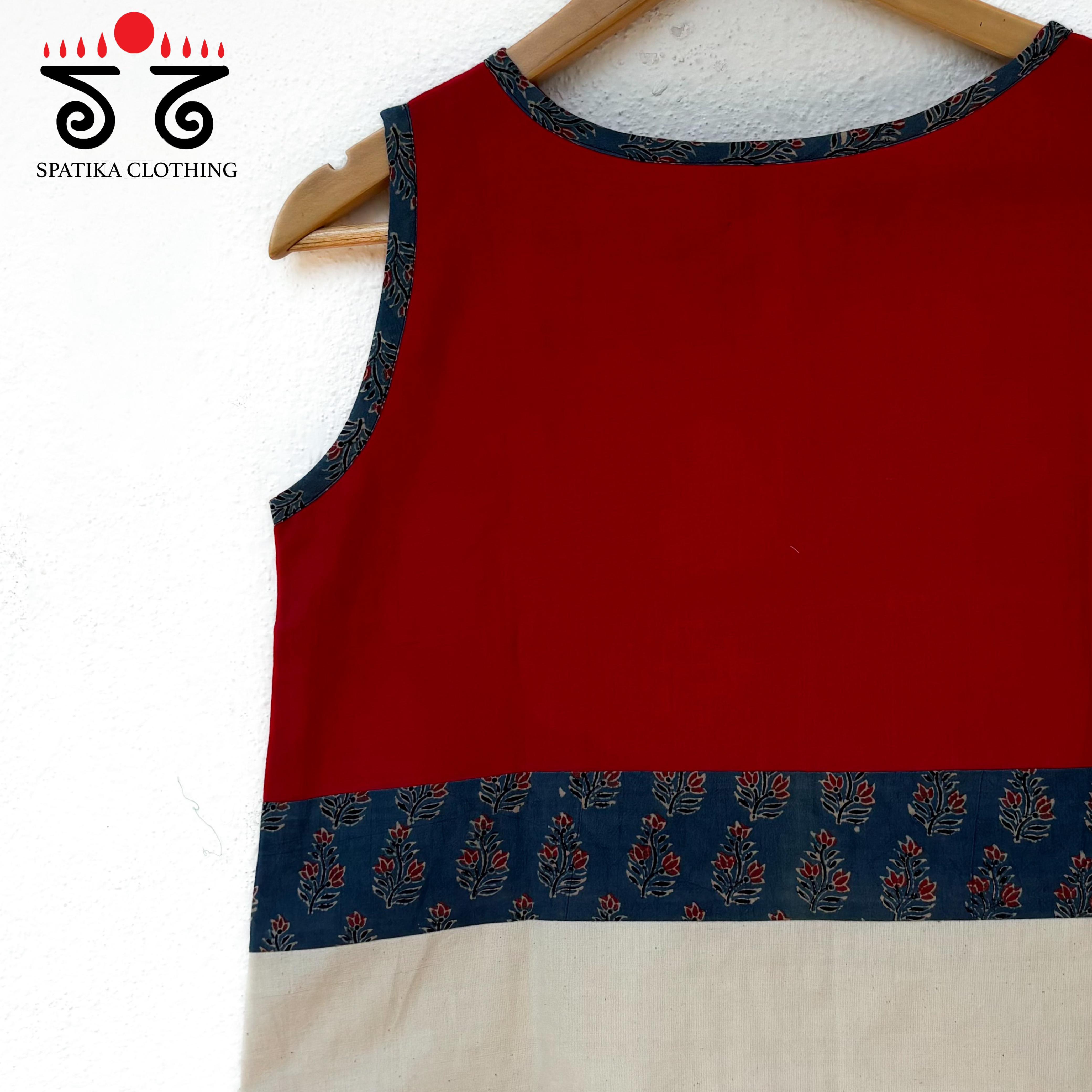 Ajrakh Patch Pocket Crop Top