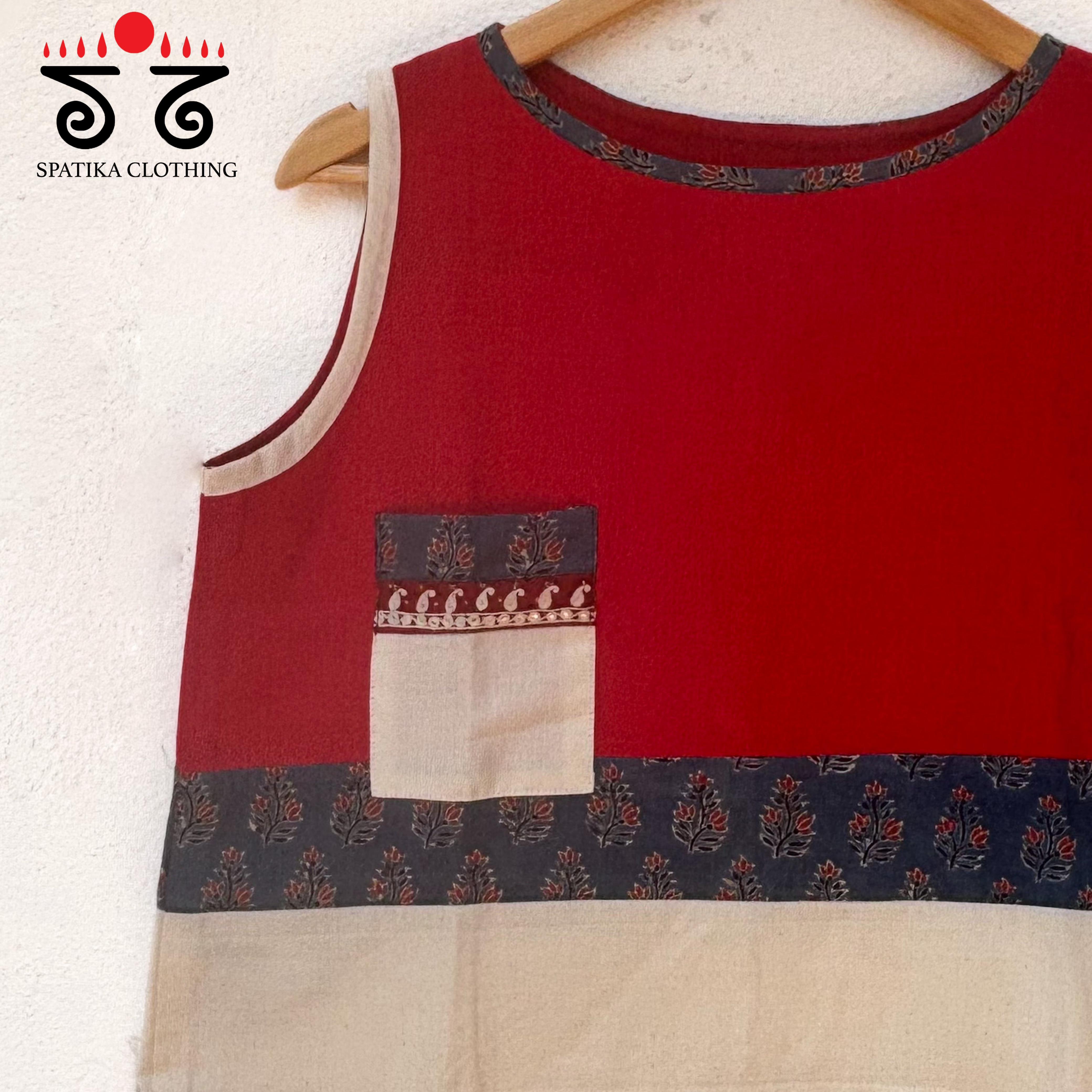 Ajrakh Patch Pocket Crop Top