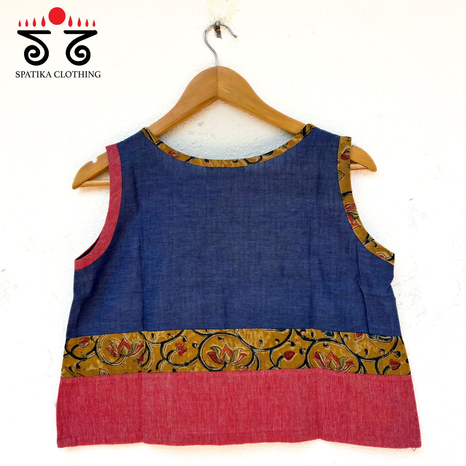 kalamkari Handblock Print Patch Pocket Crop Top
