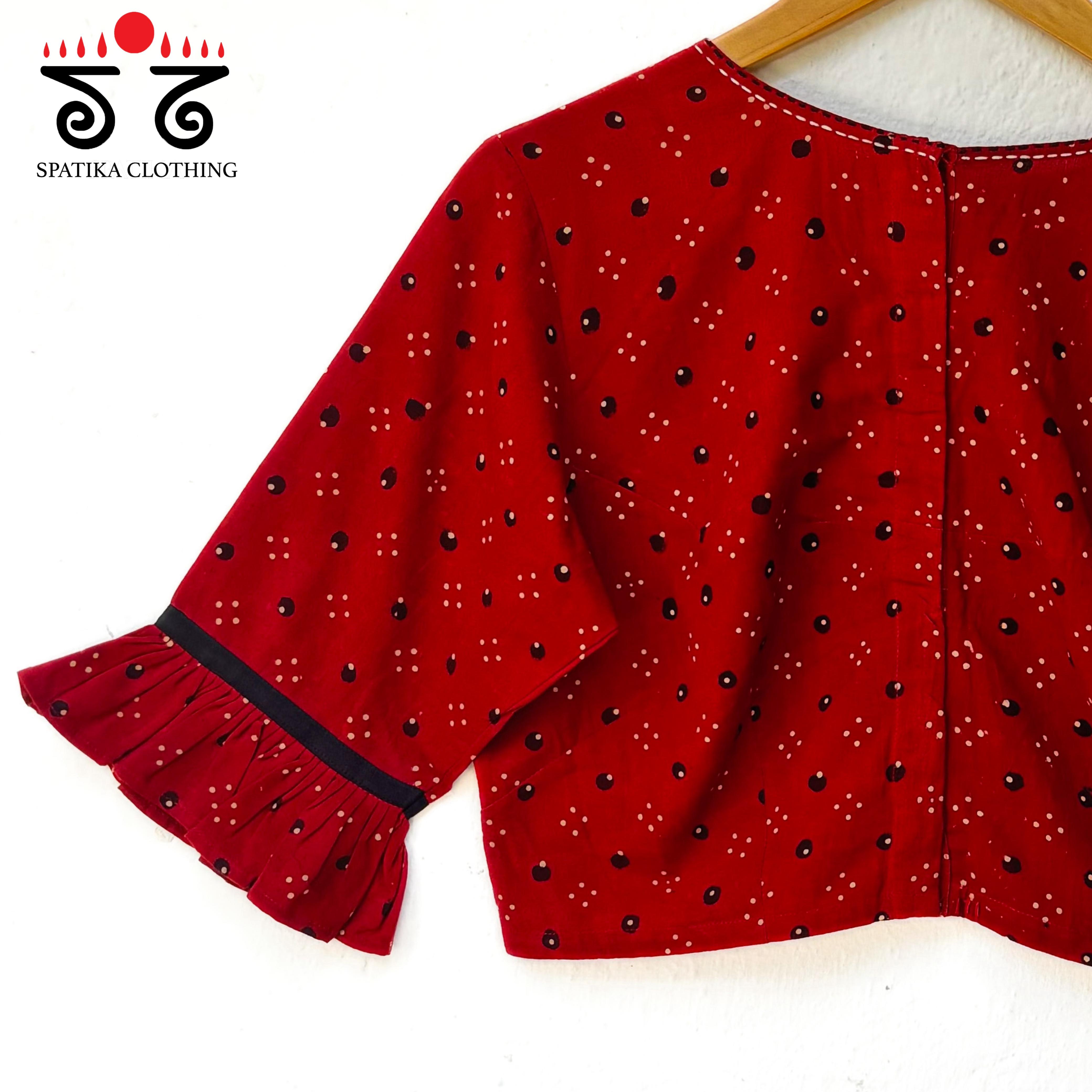 The Ajrakh-Ruffle Sleeve Blouse