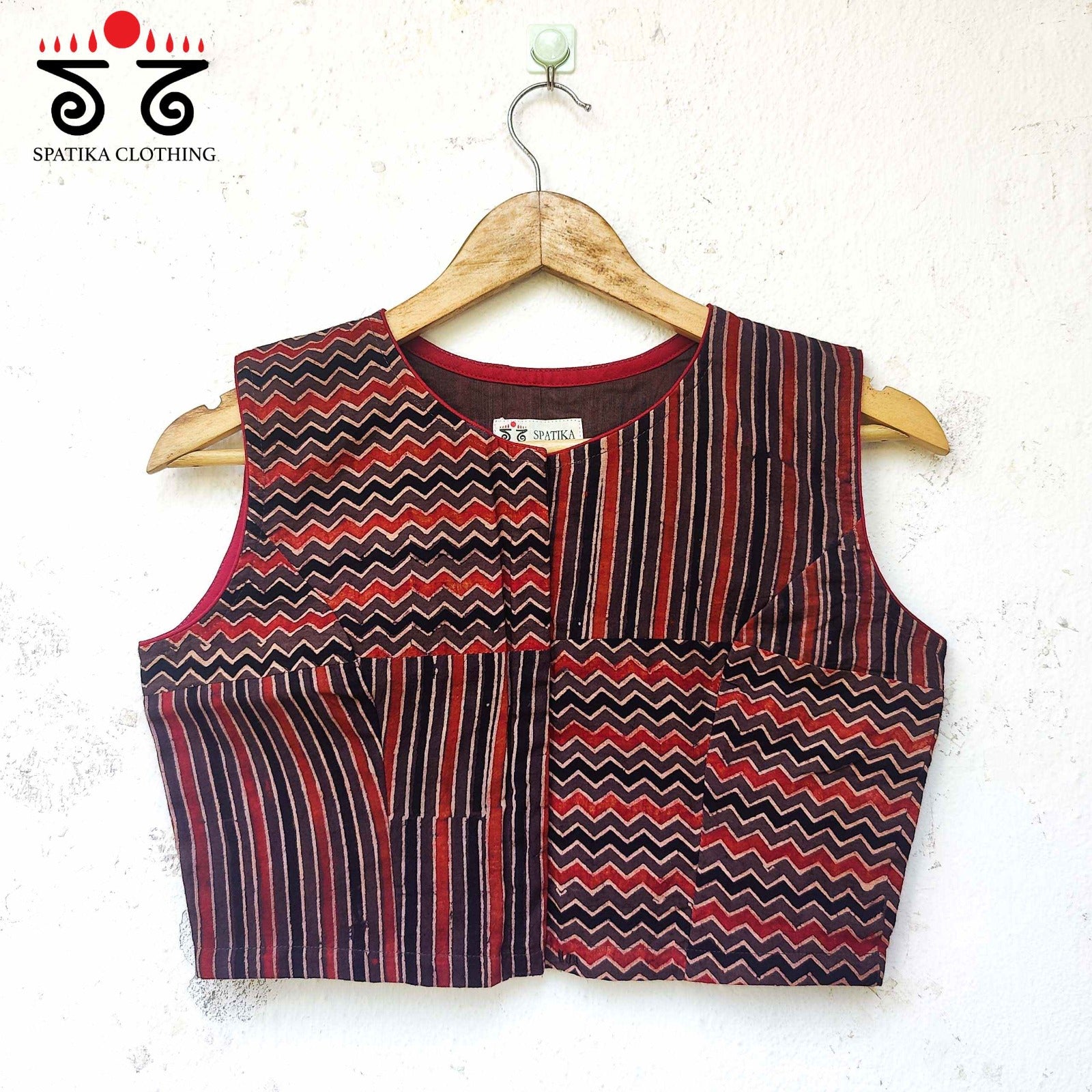 The Ajrak Collage - Sleeveless Blouse