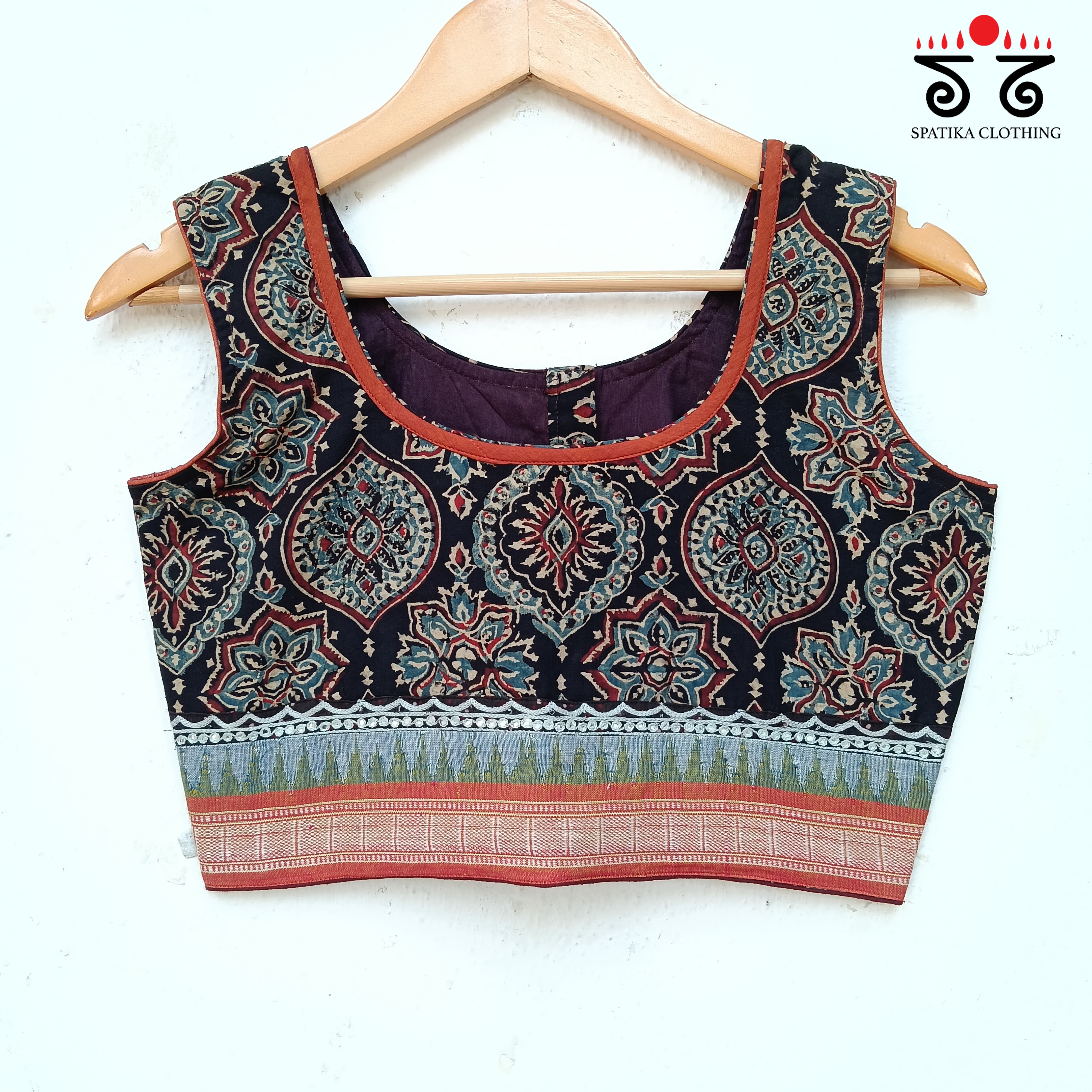 Ajrak Handembroidered Sleeveless Blouse