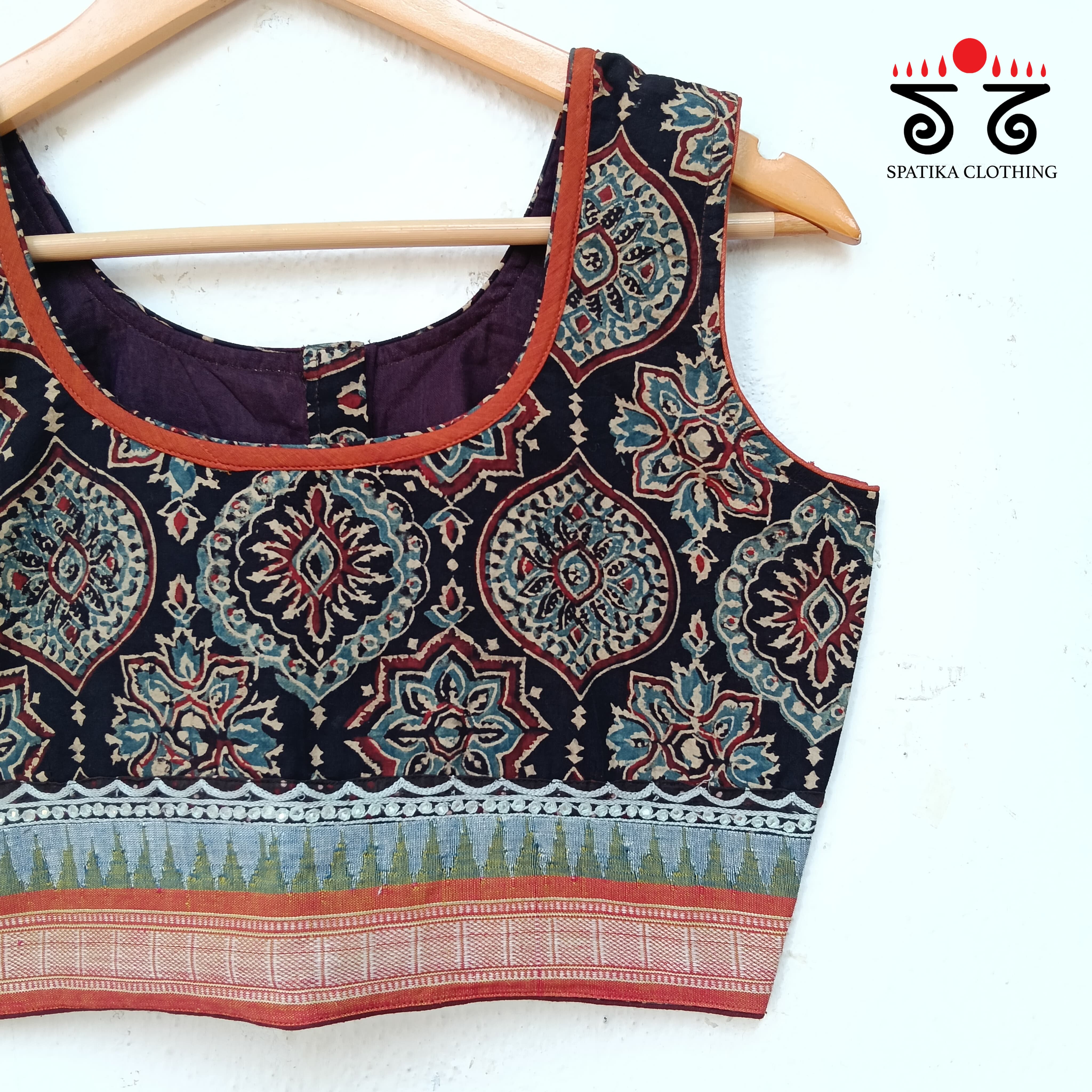Ajrak Handembroidered Sleeveless Blouse