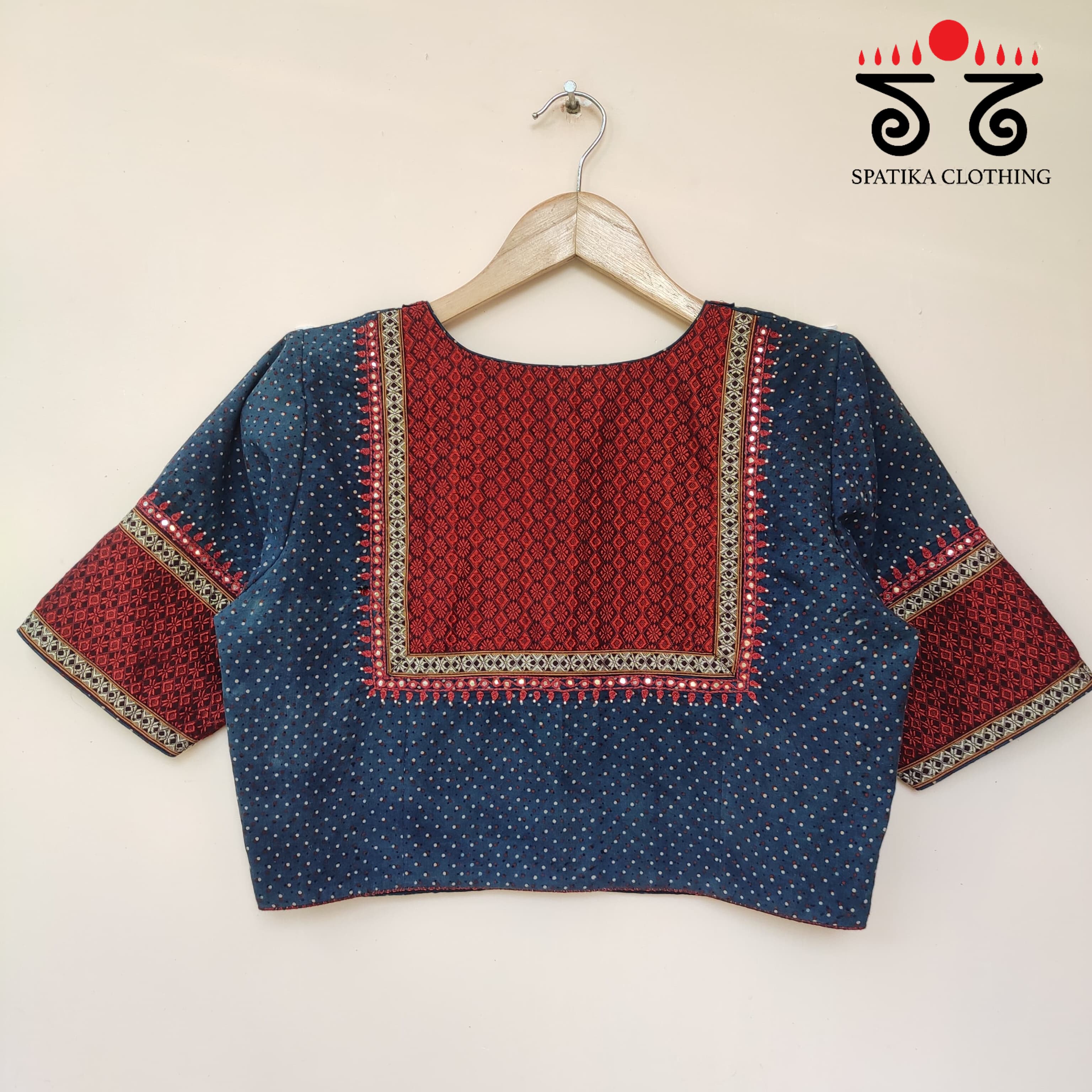 Ajrak Khun Handembroidered Blouse