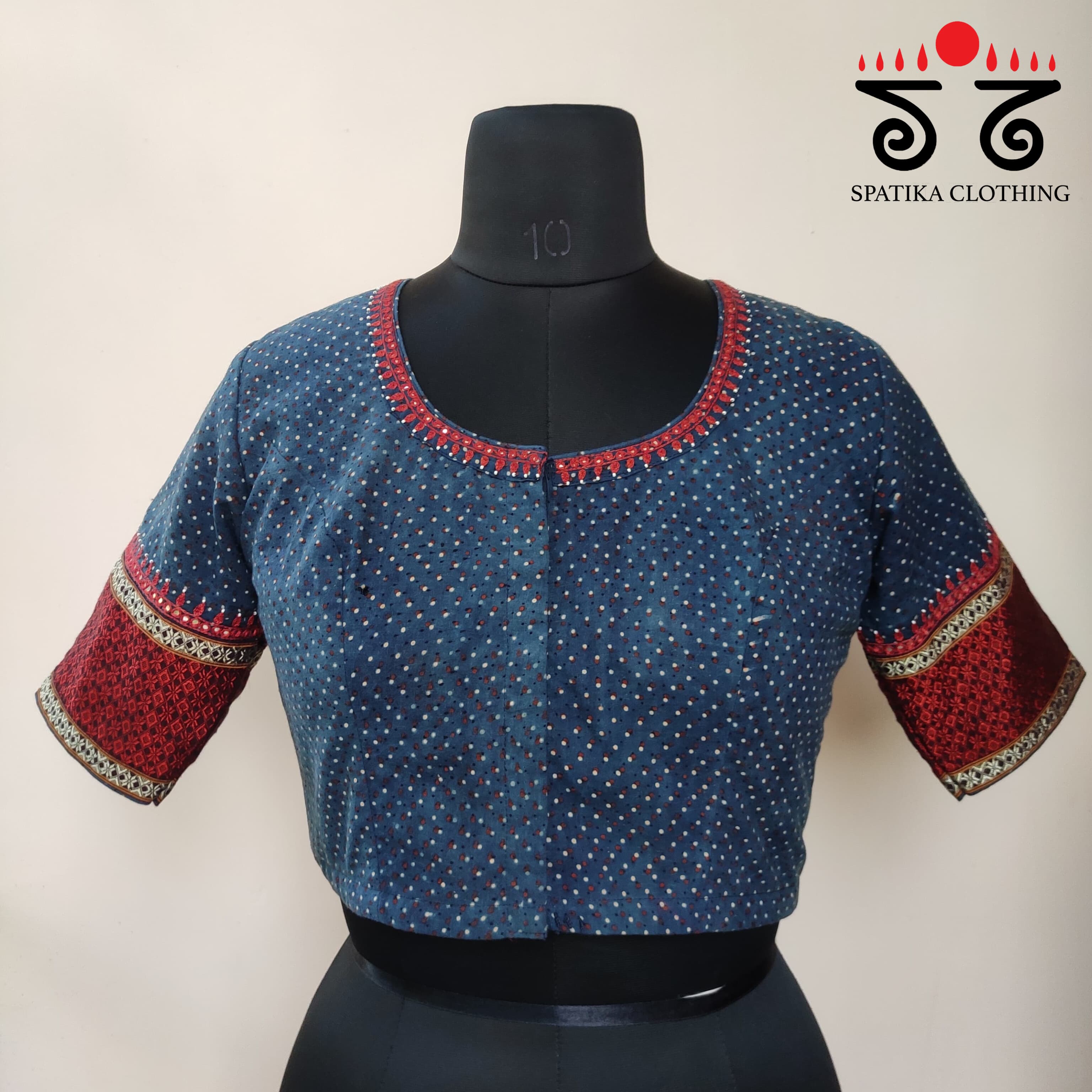 Ajrak Khun Handembroidered Blouse