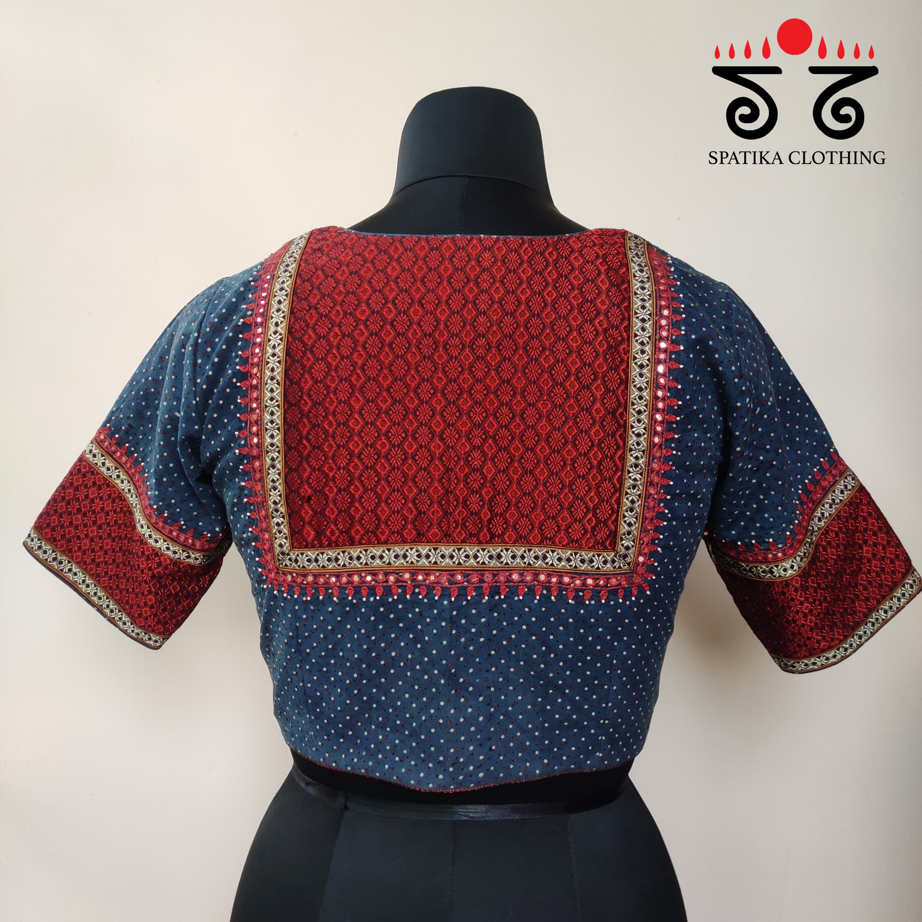 Ajrak Khun Handembroidered Blouse