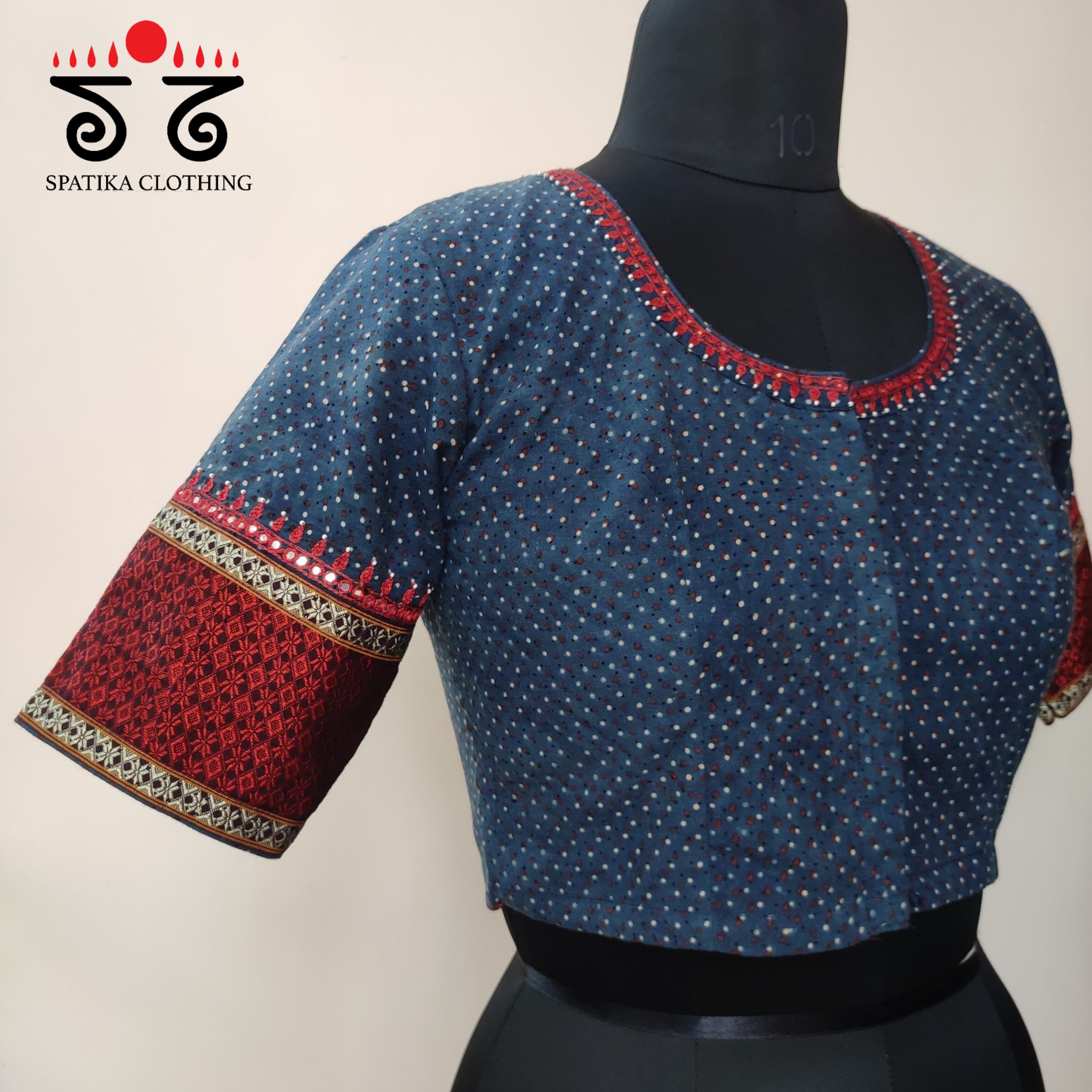 Ajrak Khun Handembroidered Blouse