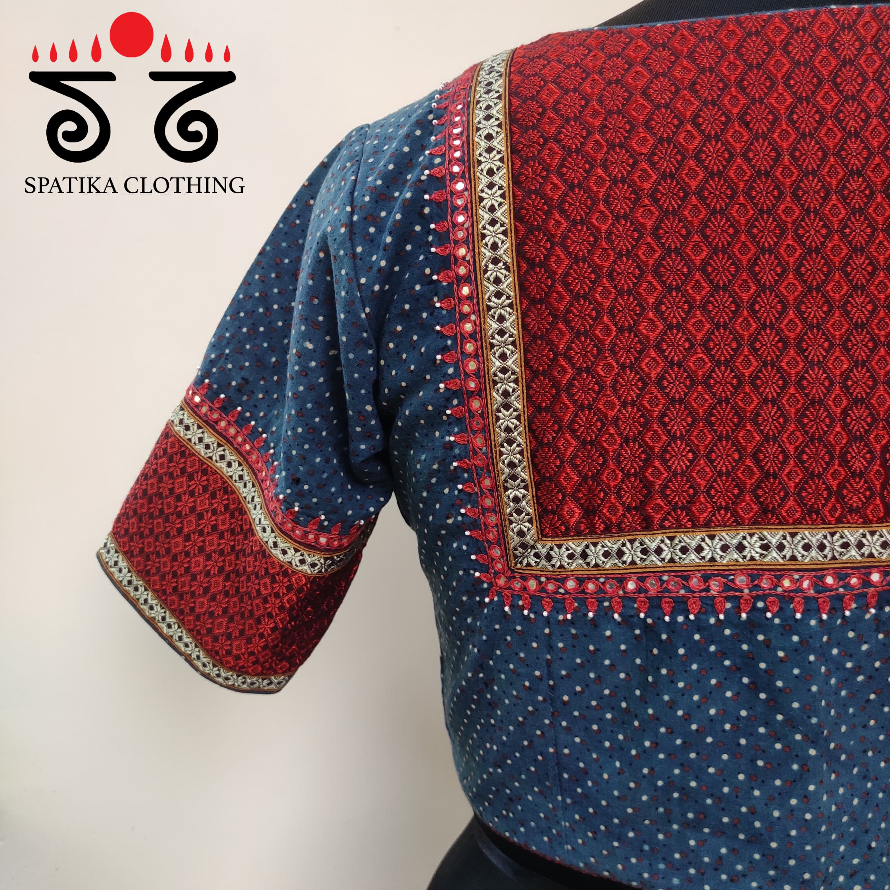Ajrak Khun Handembroidered Blouse