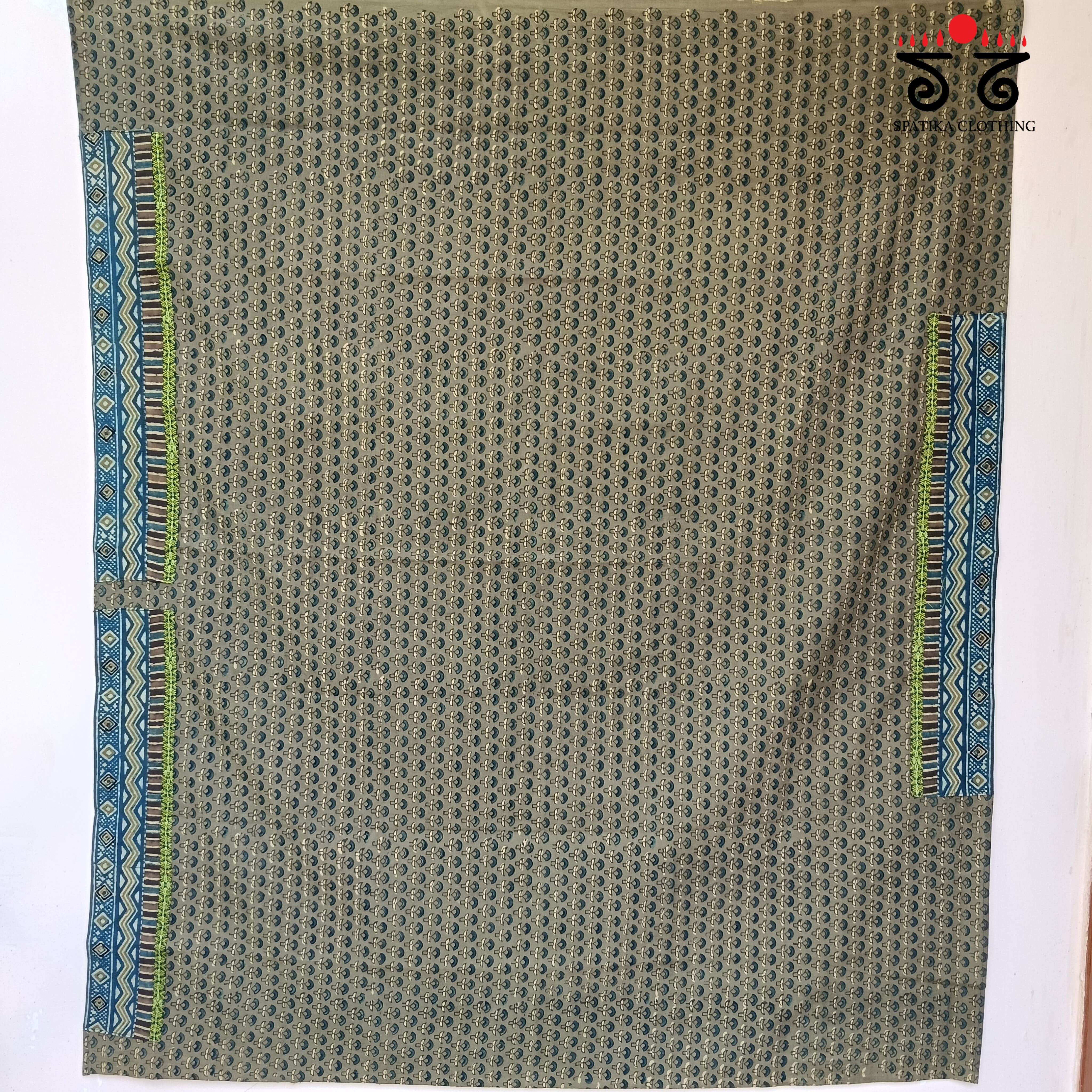 Ajrakh Hand Embroidered Blouse Fabric