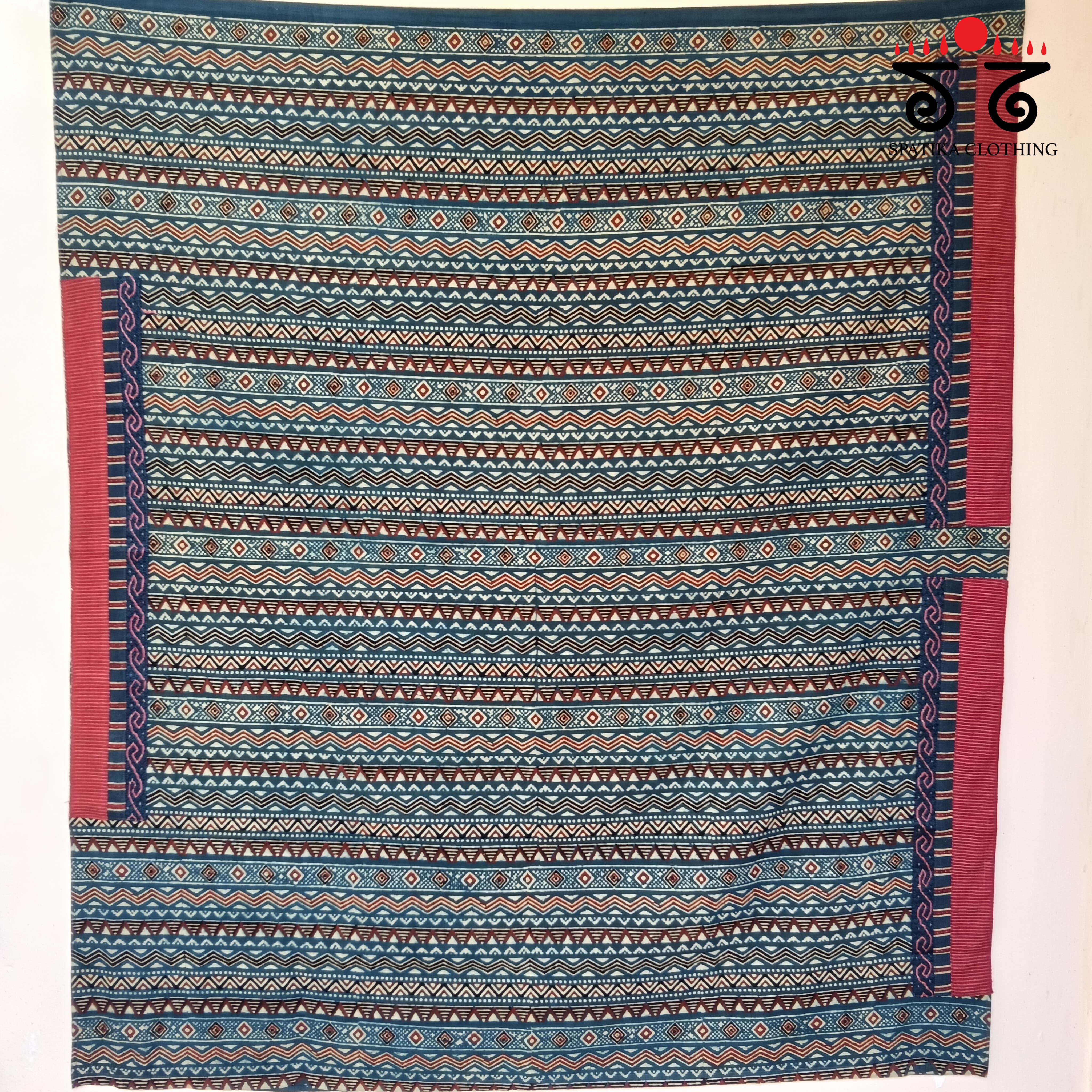 Ajrakh Hand Embroidered Blouse Fabric