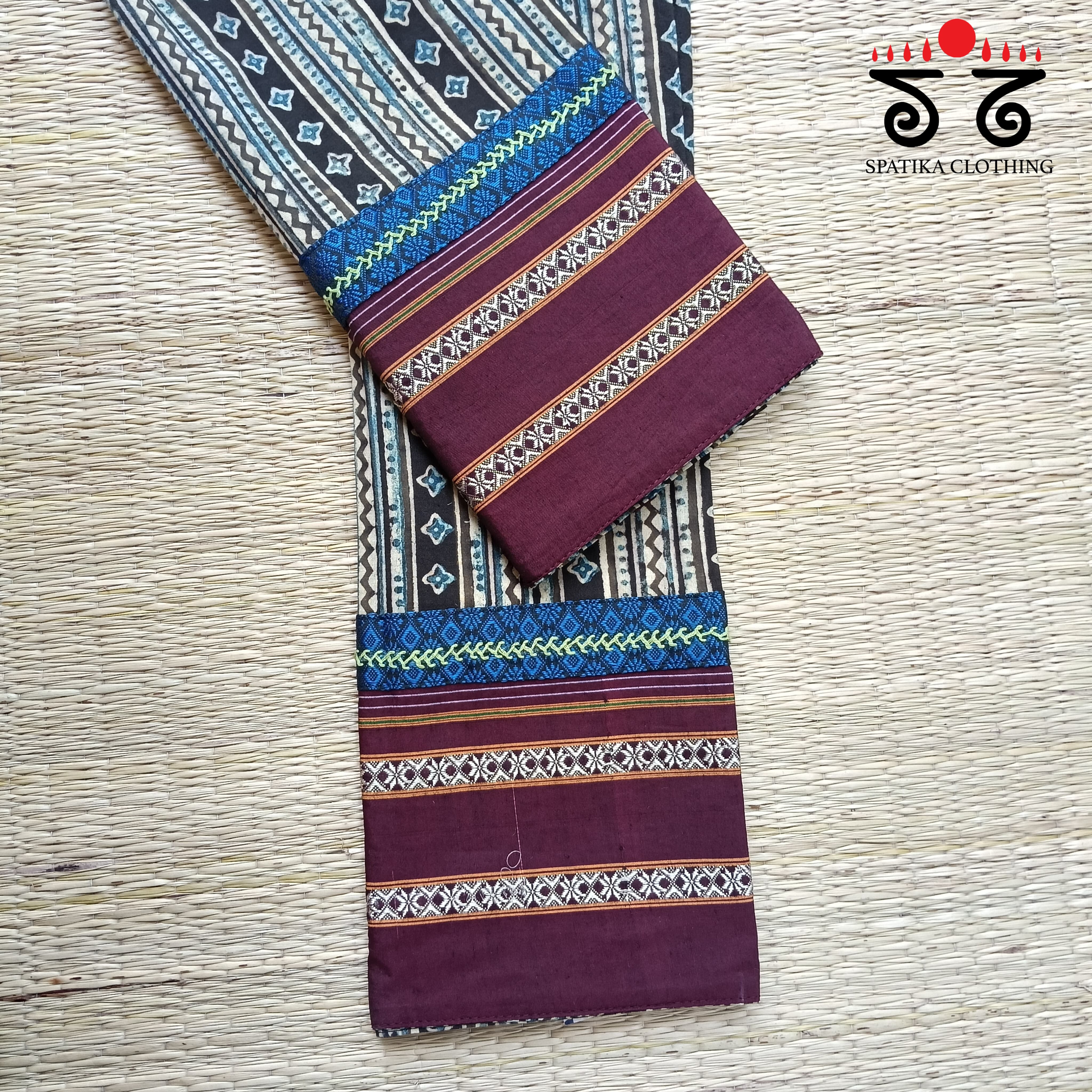 Ajrakh Hand Embroidered Blouse Fabric