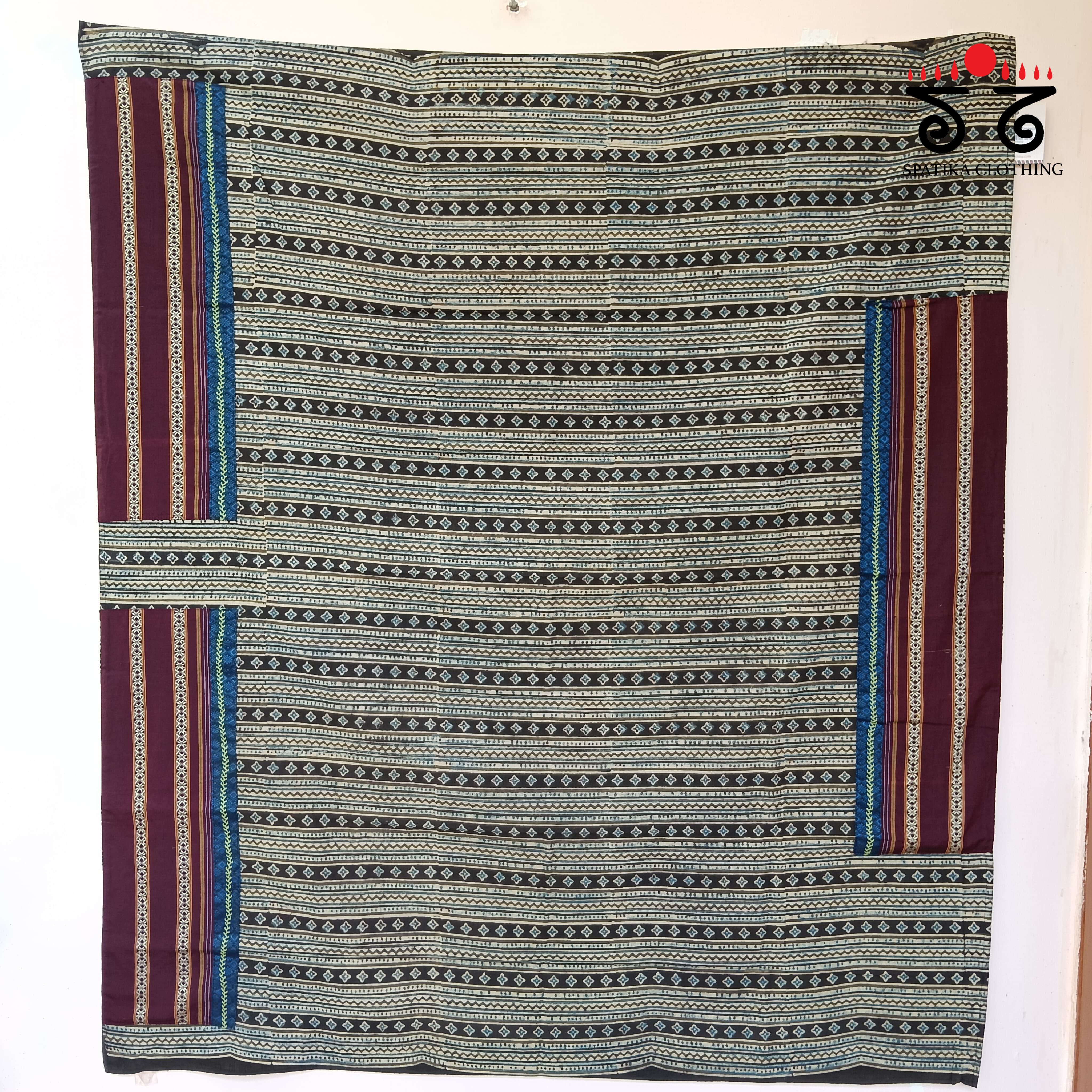 Ajrakh Hand Embroidered Blouse Fabric