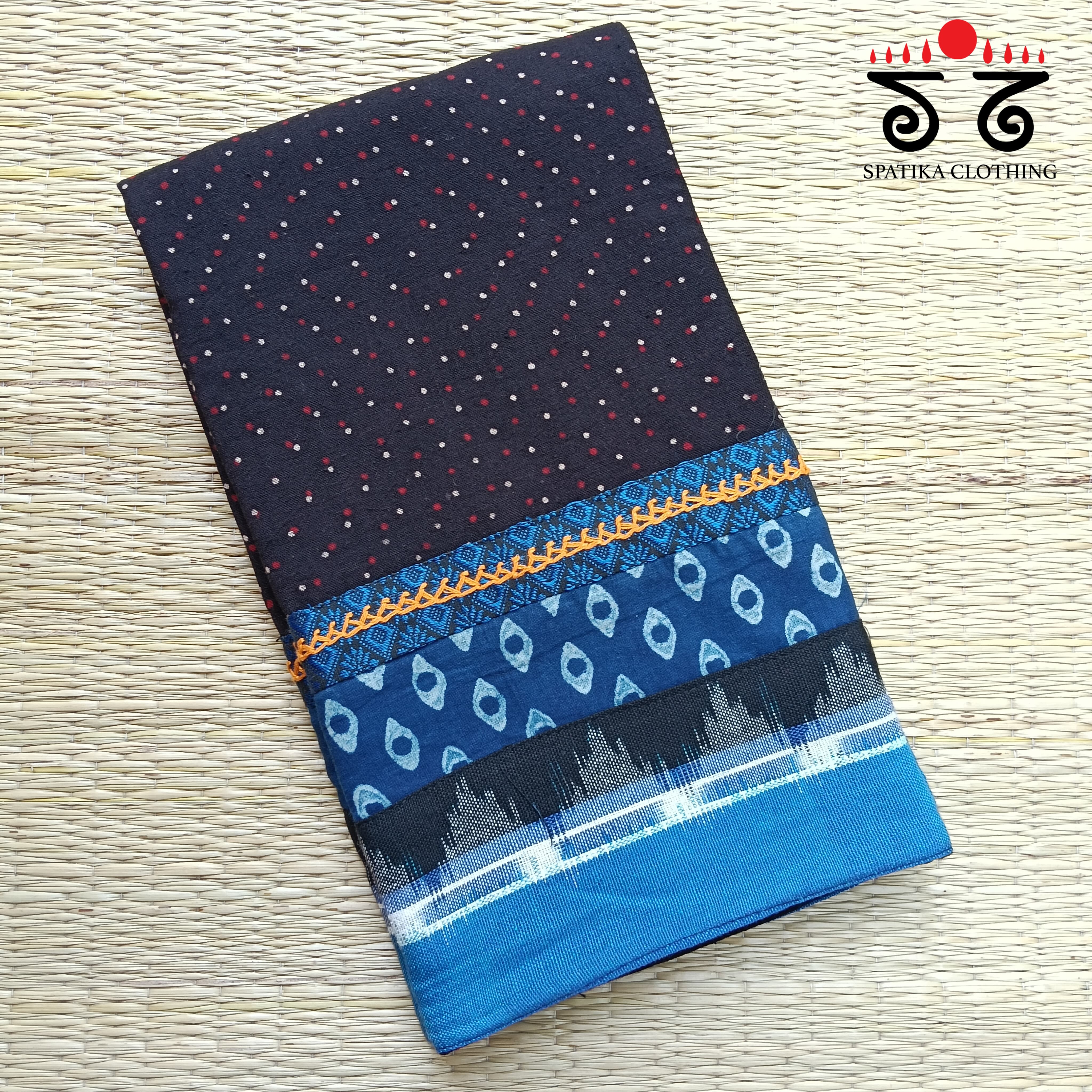 Ajrakh Hand Embroidered Blouse Fabric