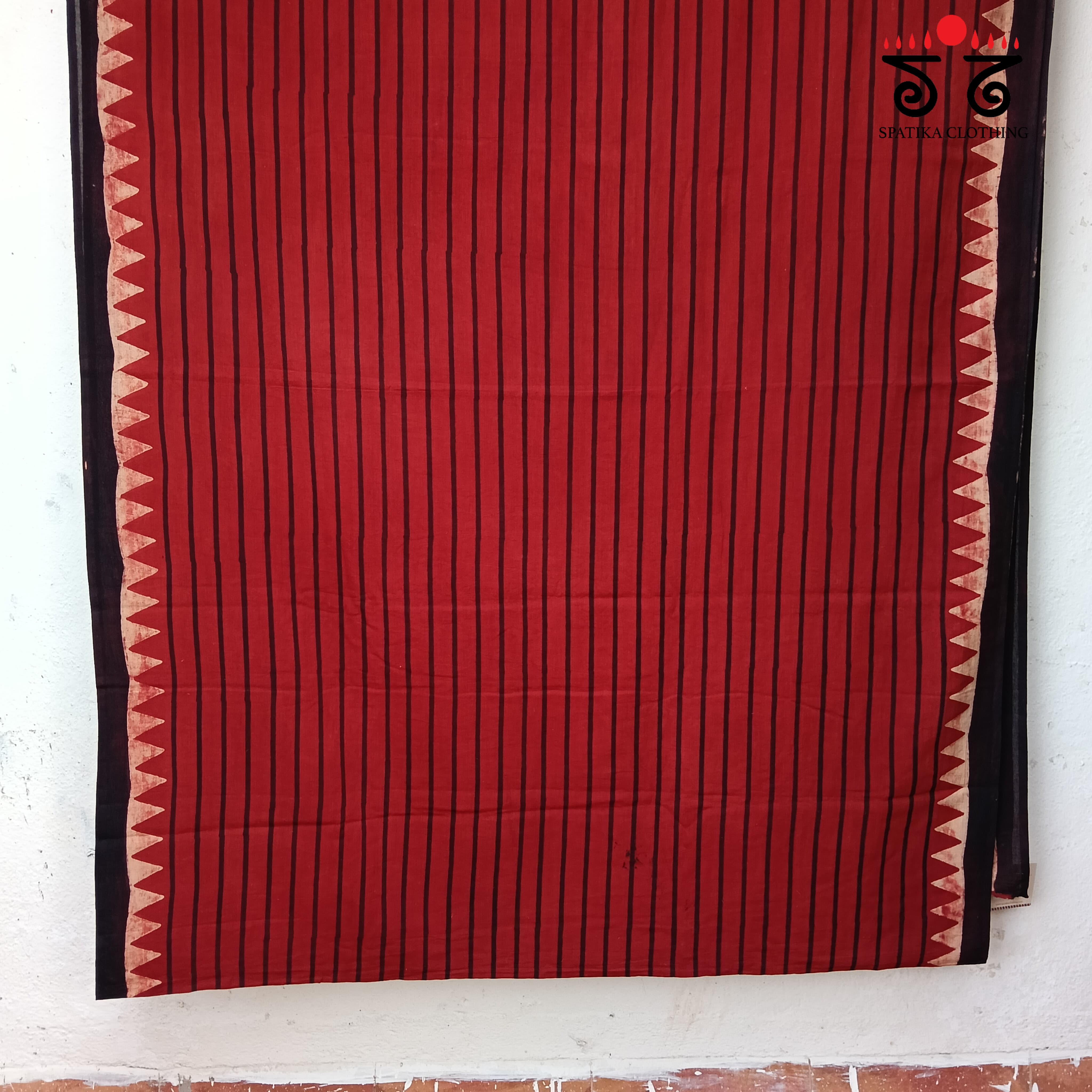 Ajrakh Handblock Printed on Mulmul Cotton Saree