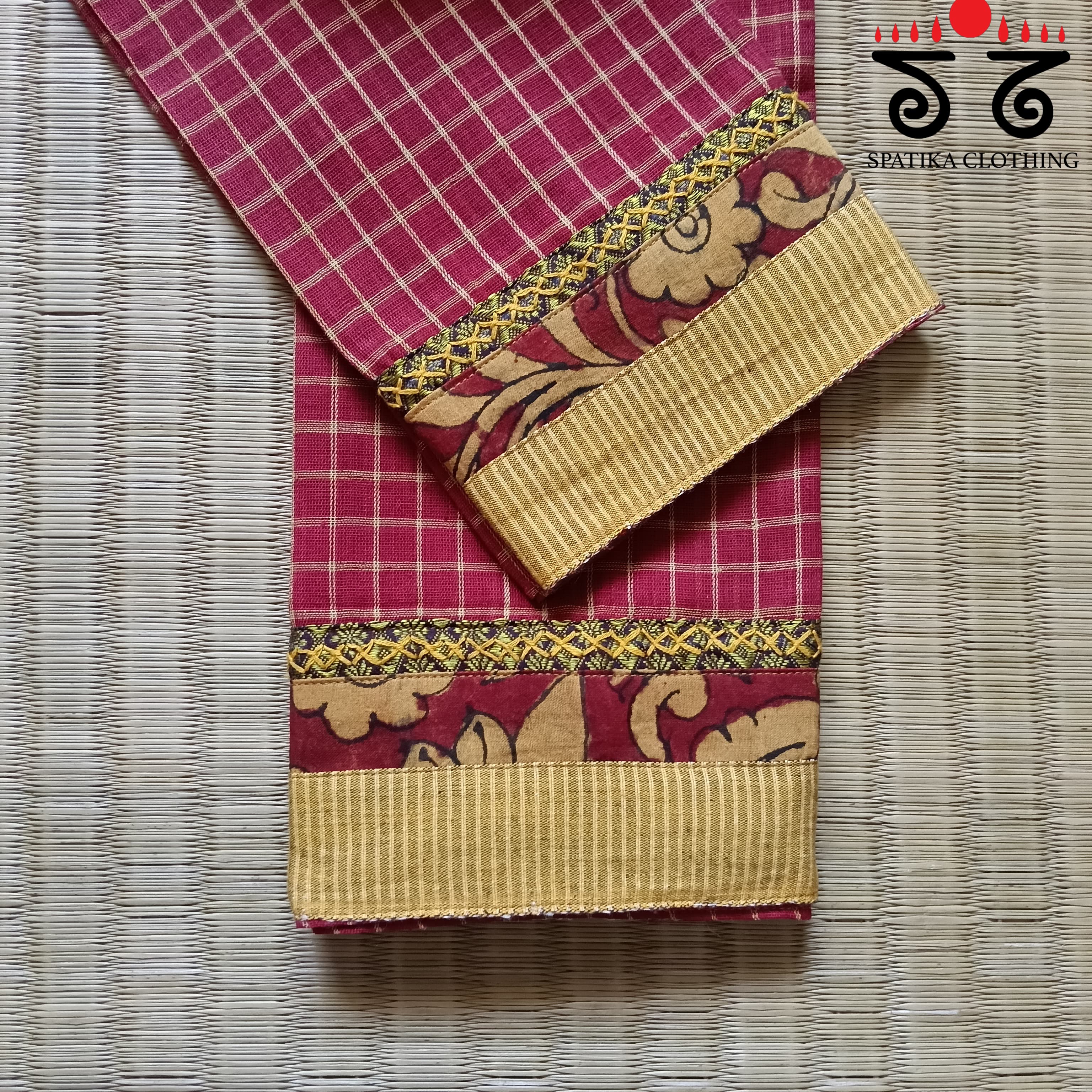 Kalamkari hand embroidered Blouse Fabric
