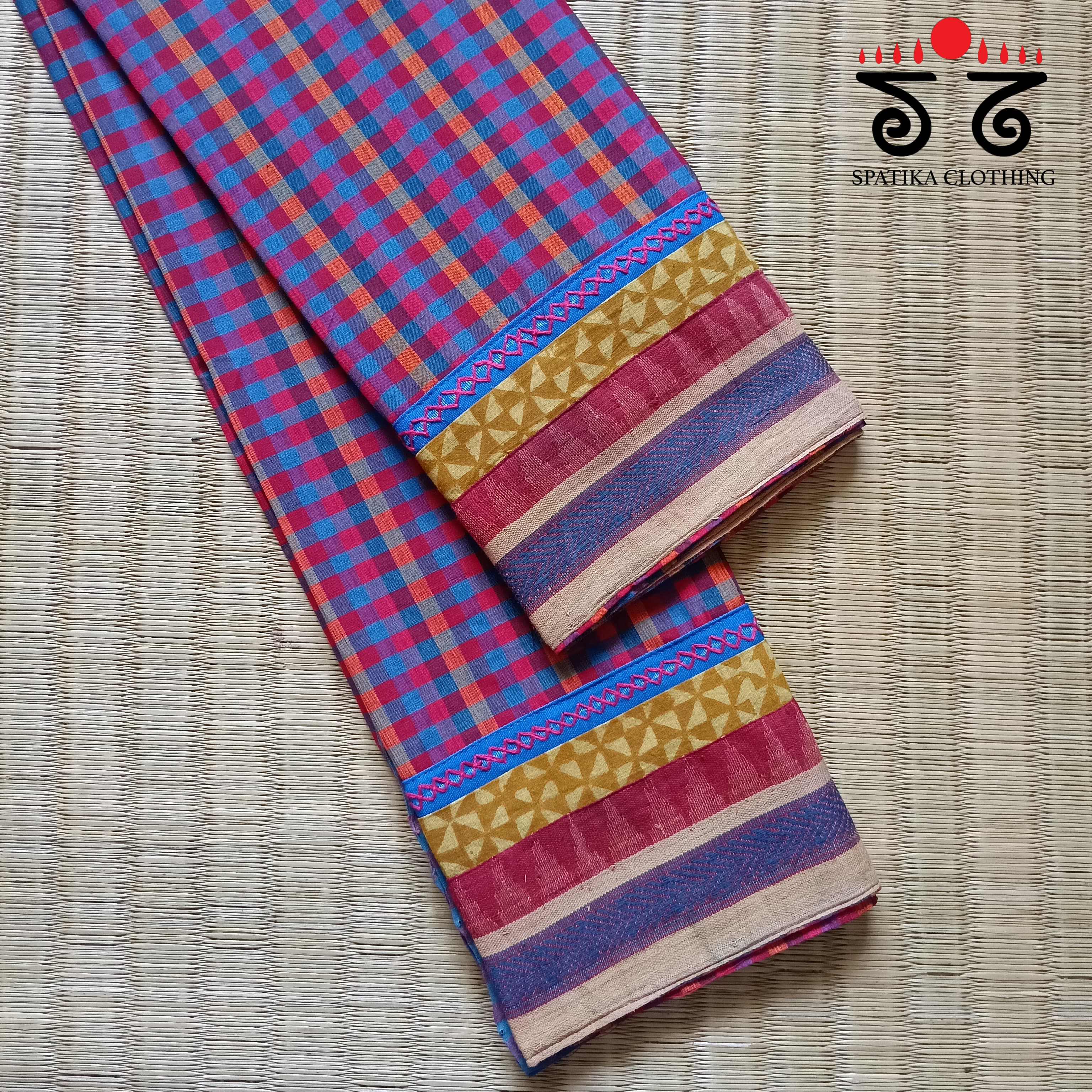 Lambani hand embroidered check Blouse Fabric