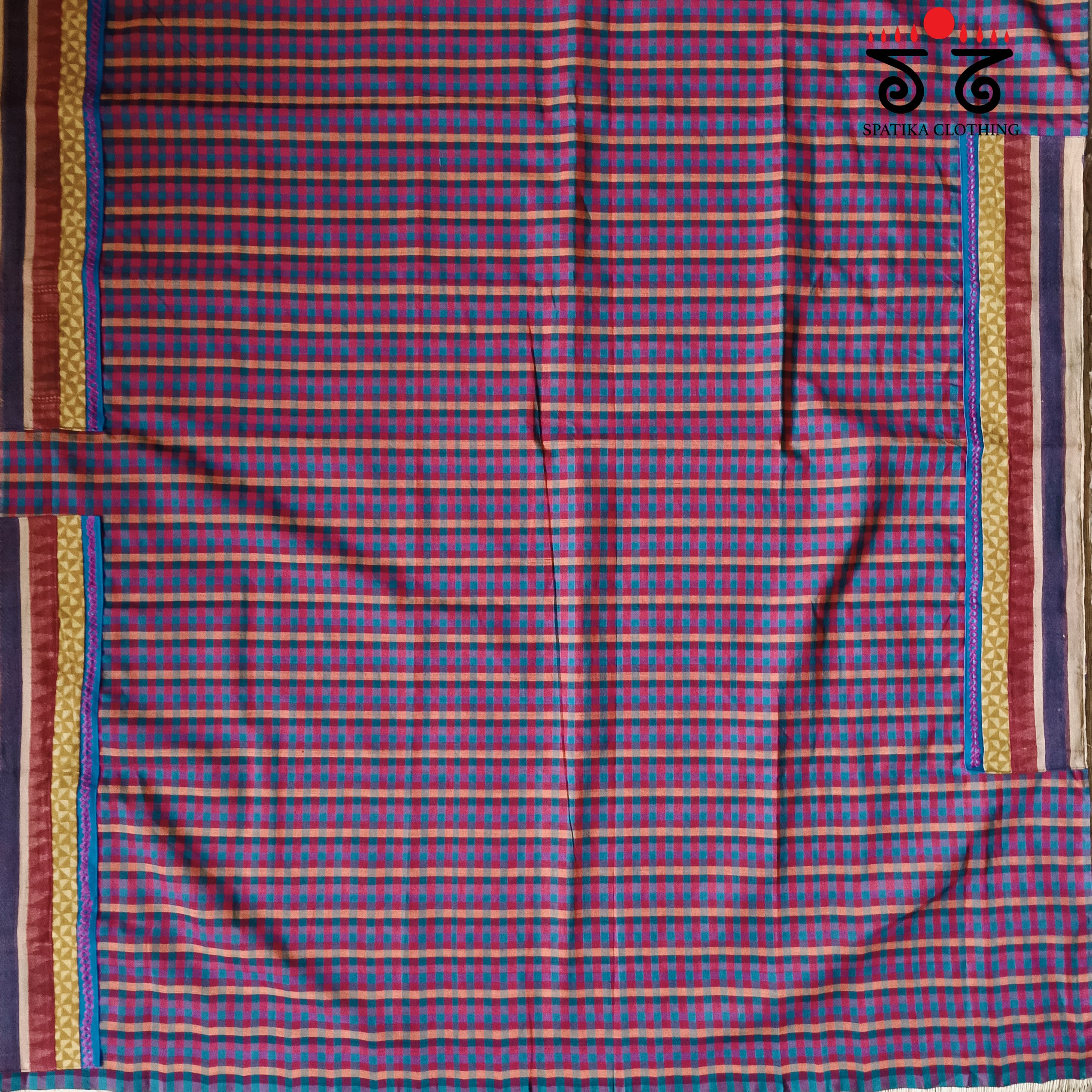 Lambani hand embroidered check Blouse Fabric