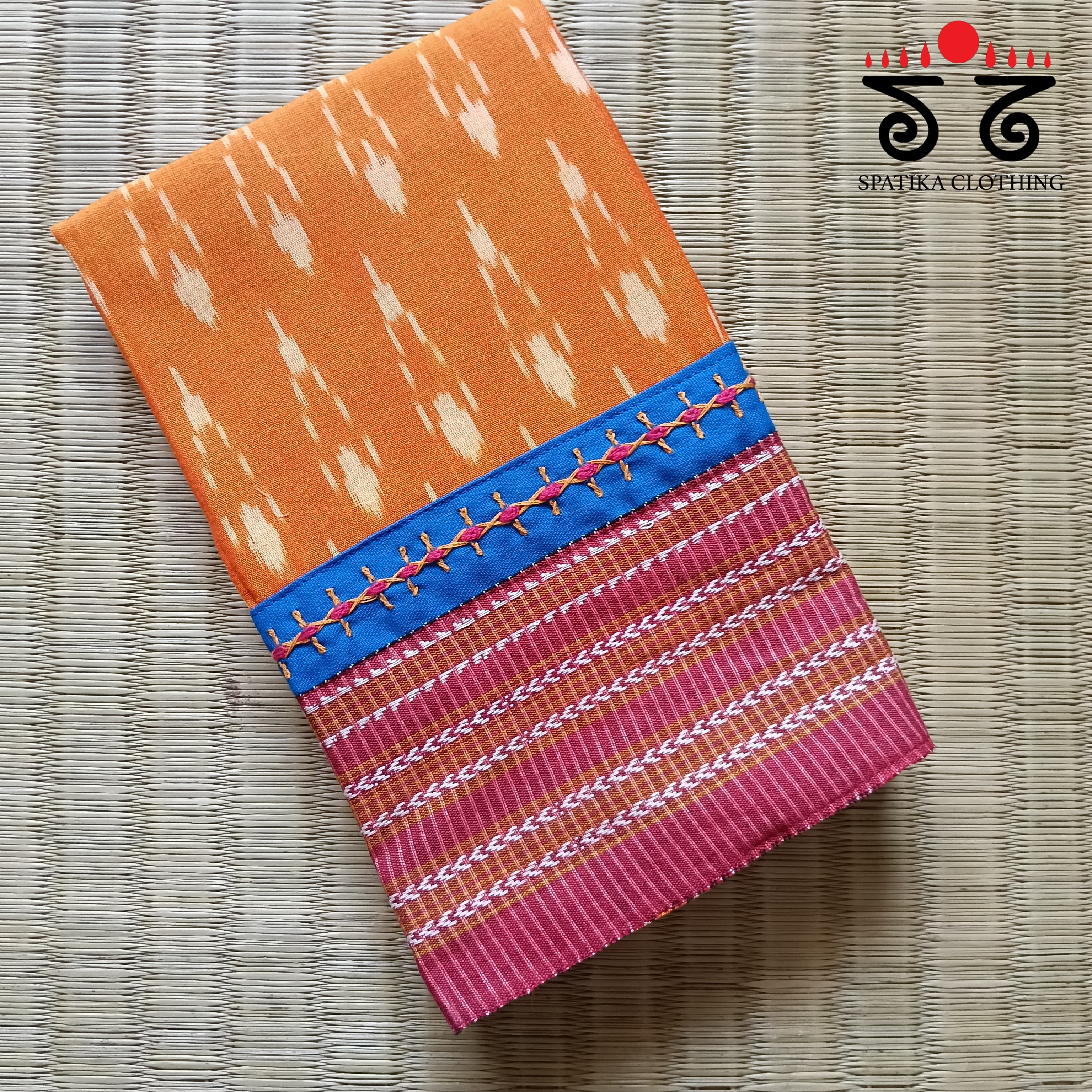 Ikat hand embroidered Blouse Fabric