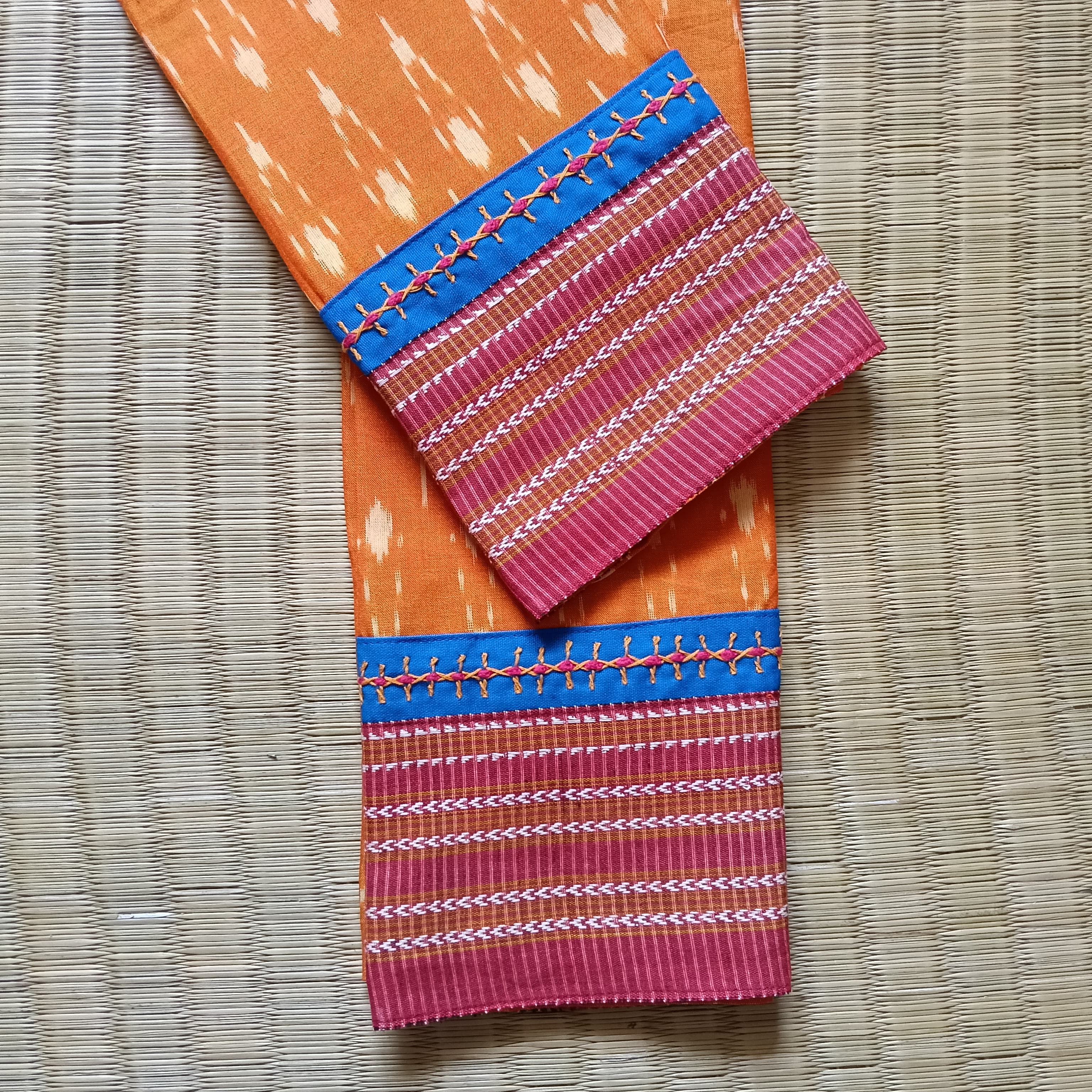 Ikat hand embroidered Blouse Fabric