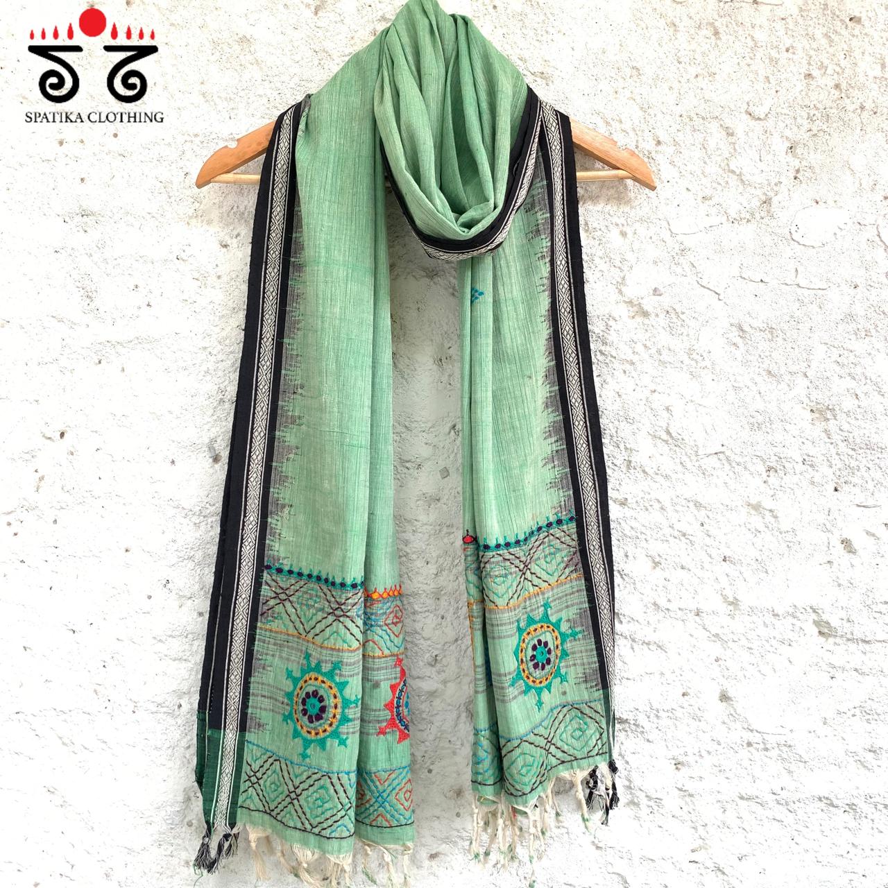 Lambani Handembroidery on Handspun Cotton Dupatta