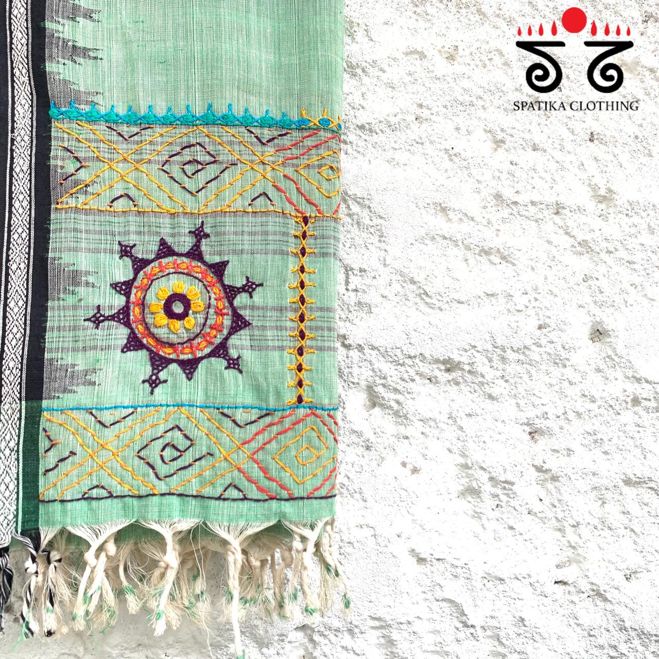 Lambani Handembroidery on Handspun Cotton Dupatta