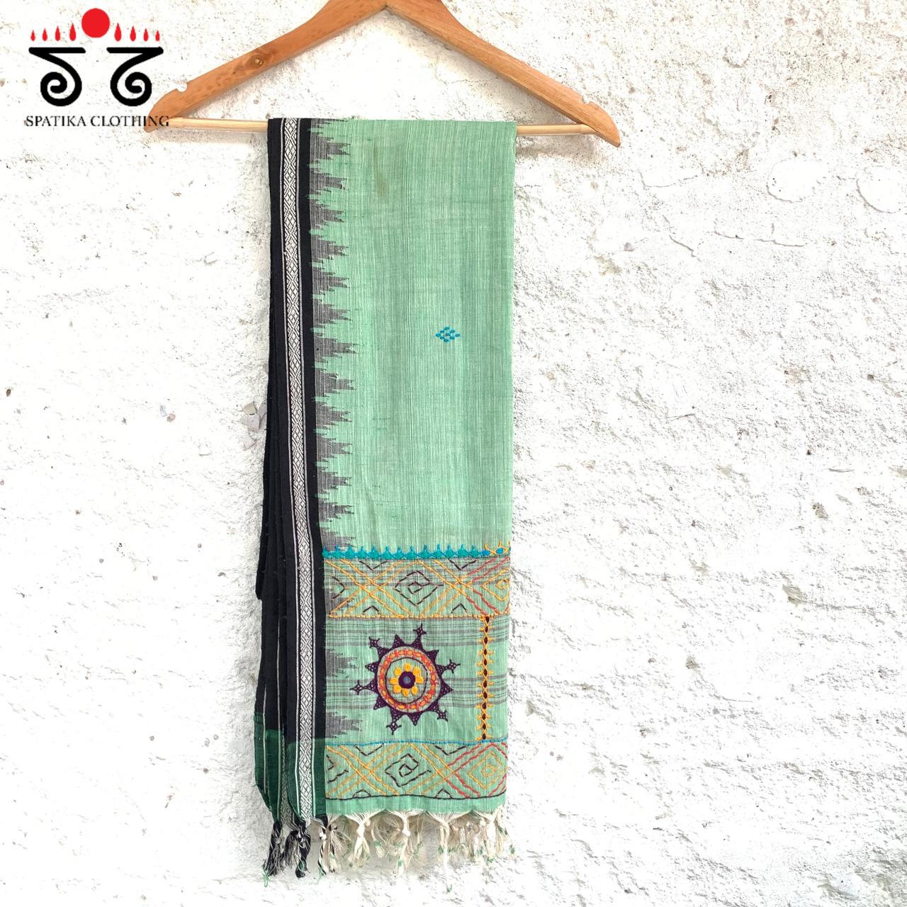 Lambani Handembroidery on Handspun Cotton Dupatta