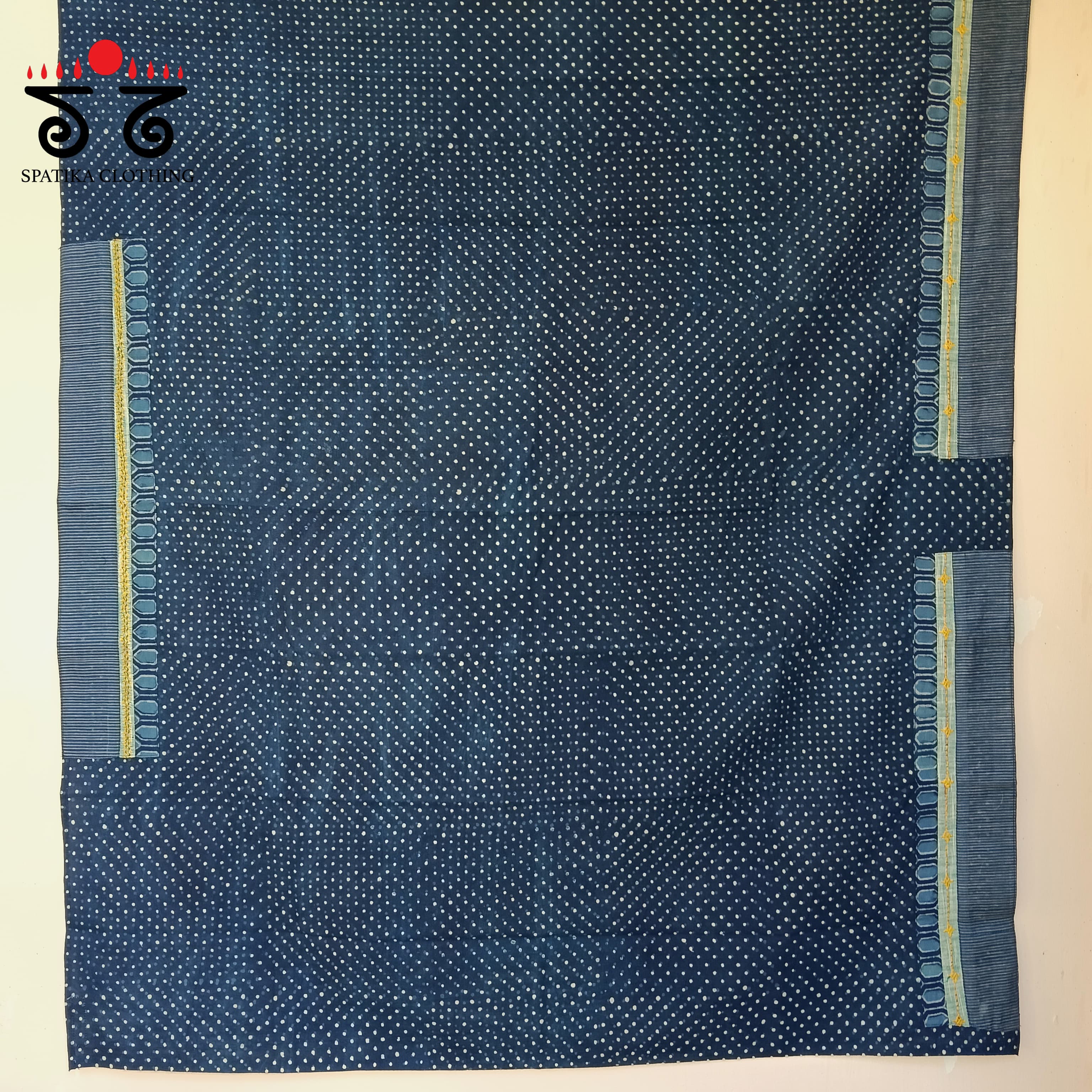 Ajrak hand embroidered Blouse Fabric