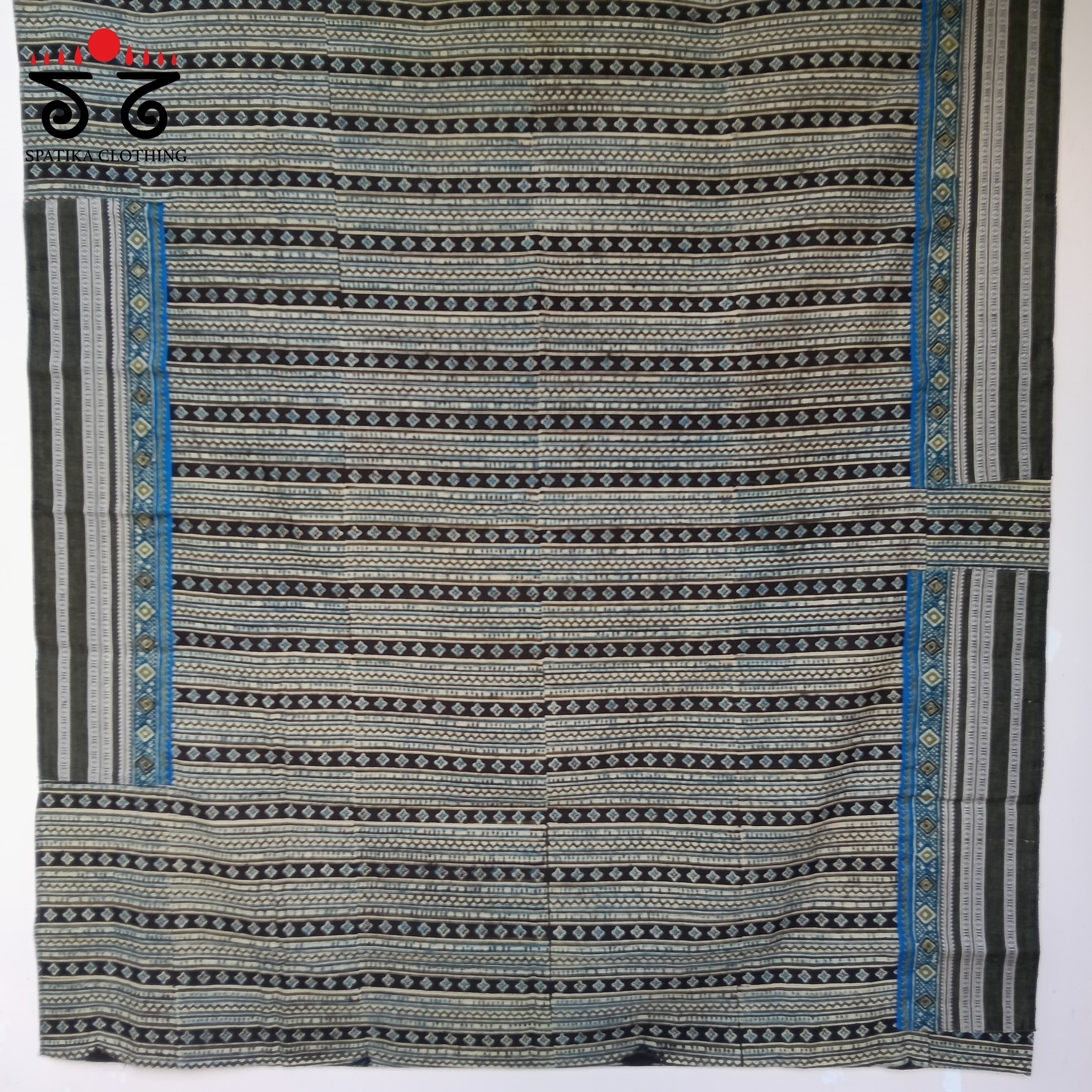 Ajrak hand embroidered Blouse Fabric
