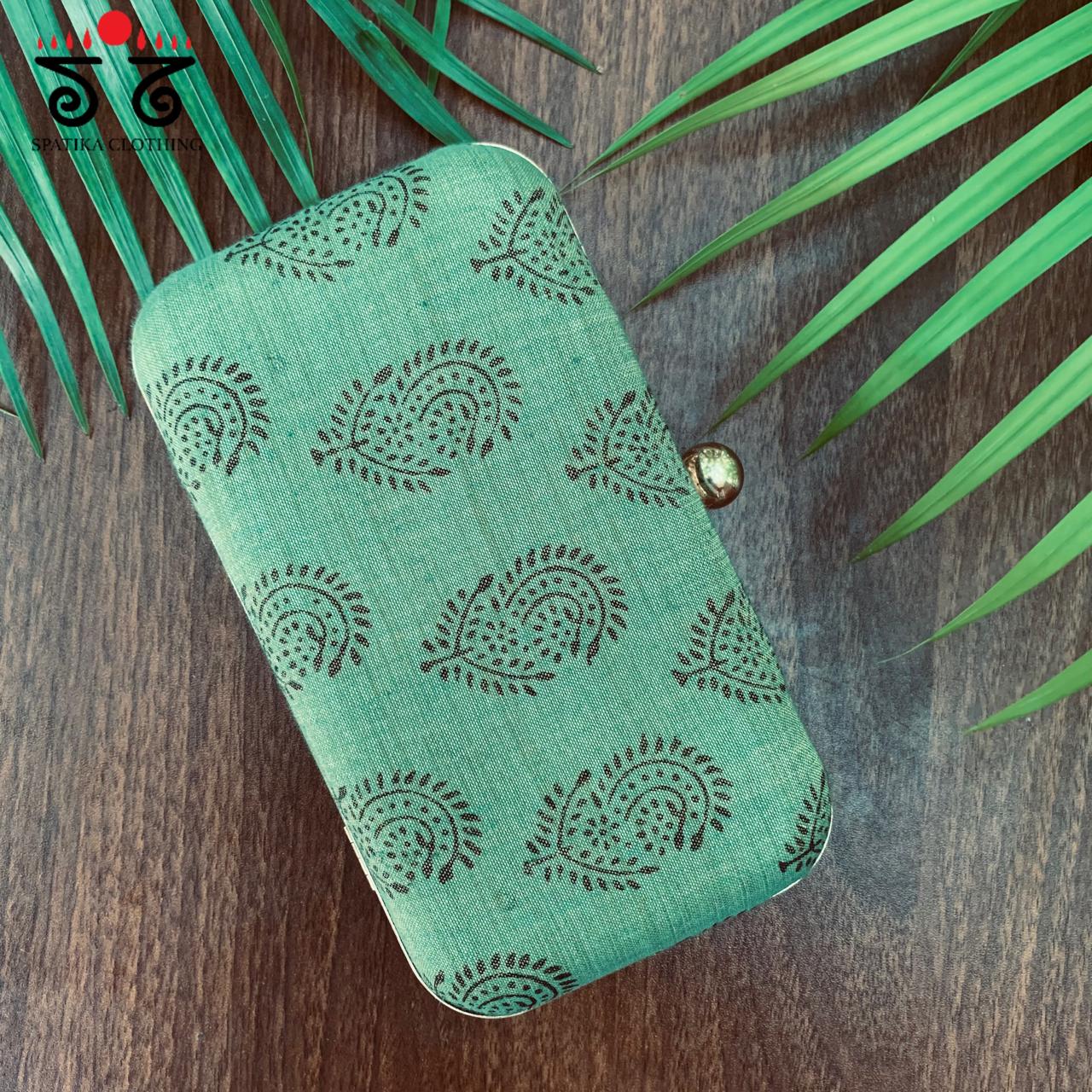 Box Clutch - Green Paisley