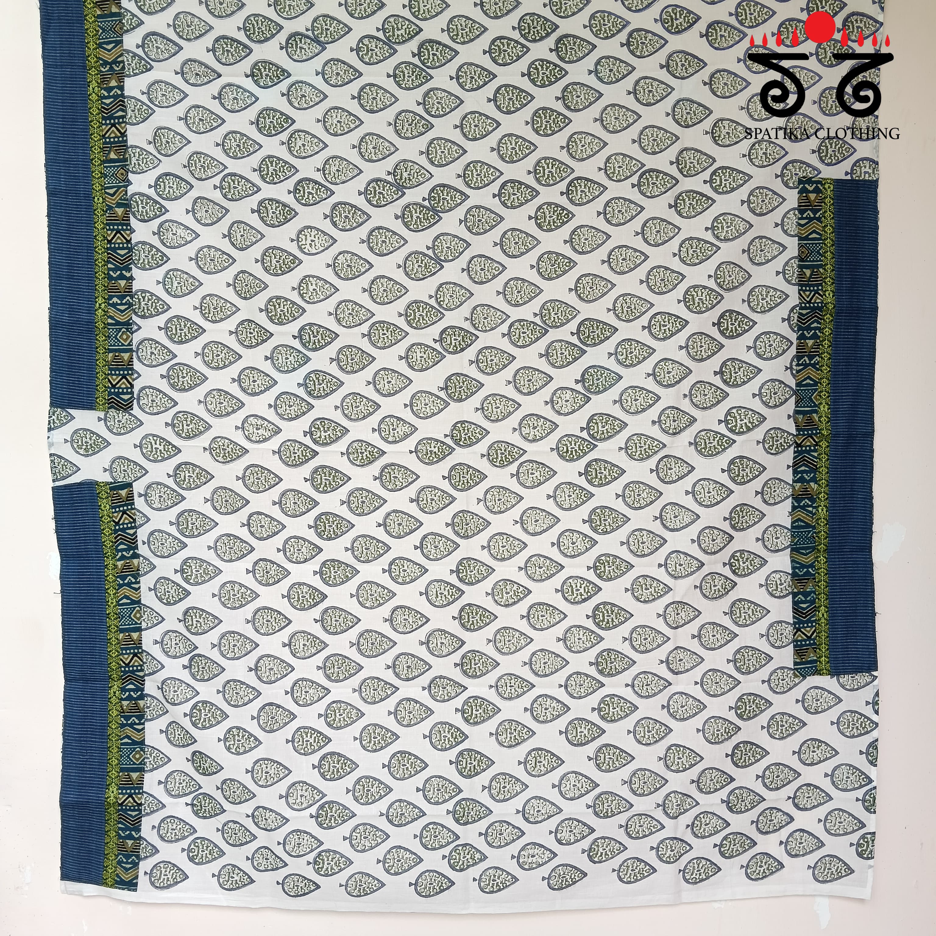 Ajrak hand embroidered Blouse Fabric
