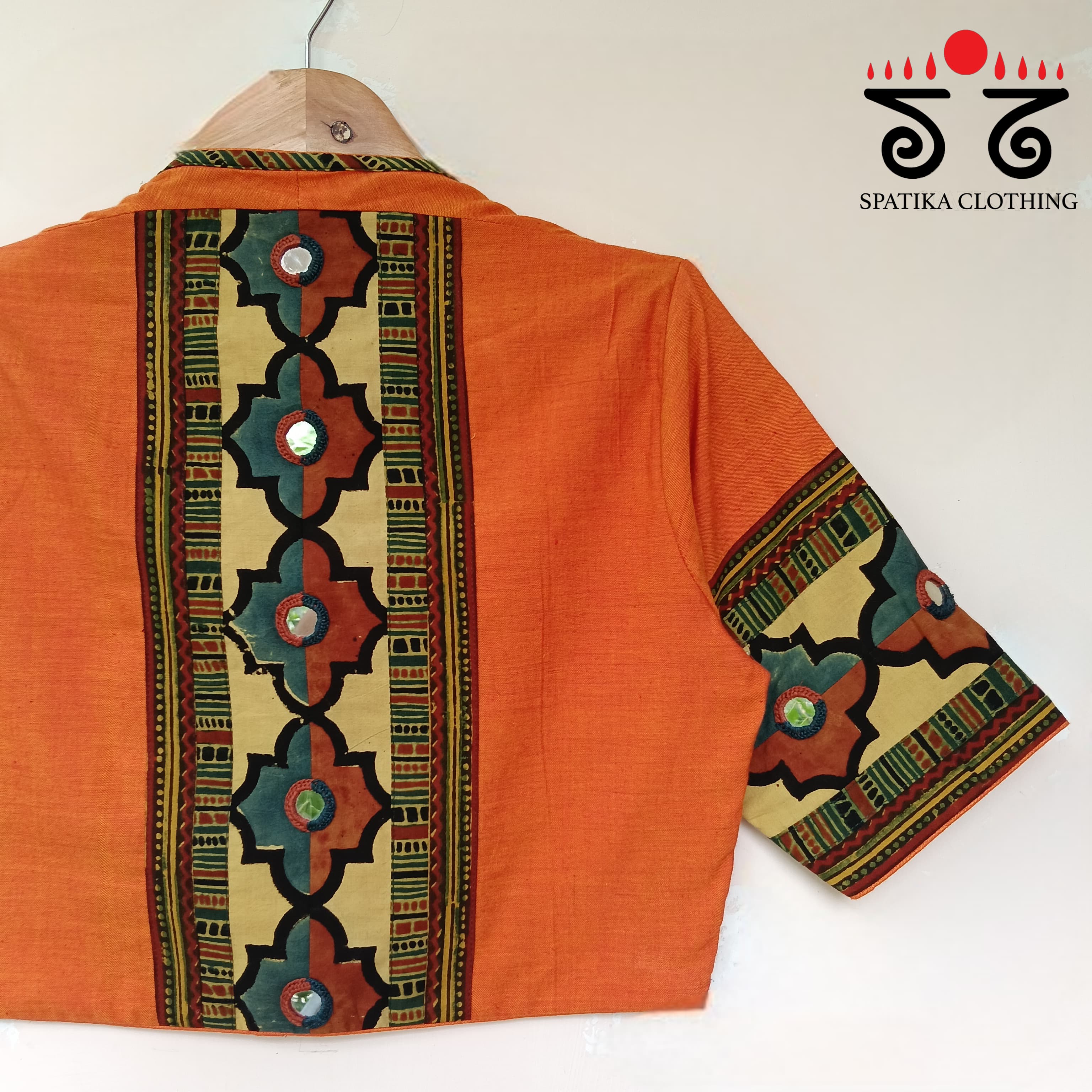 The Solid Ajrakh Mirror Work Blouse