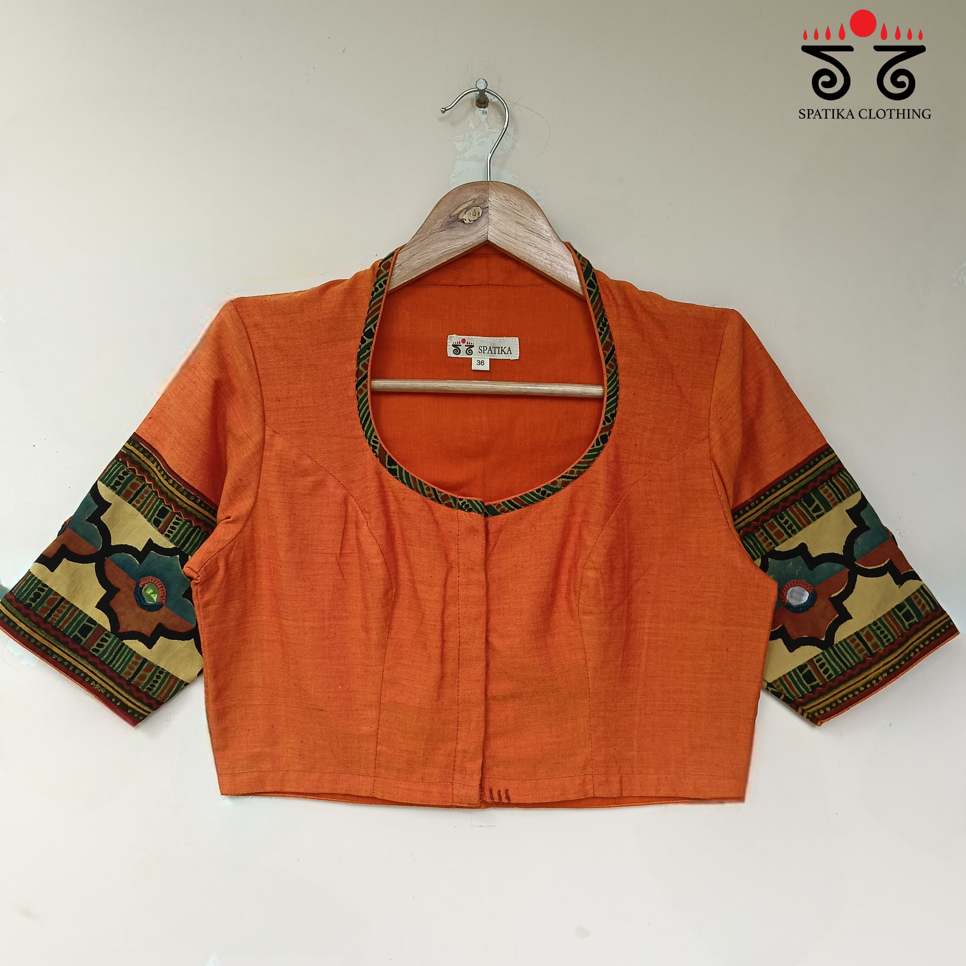 The Solid Ajrakh Mirror Work Blouse