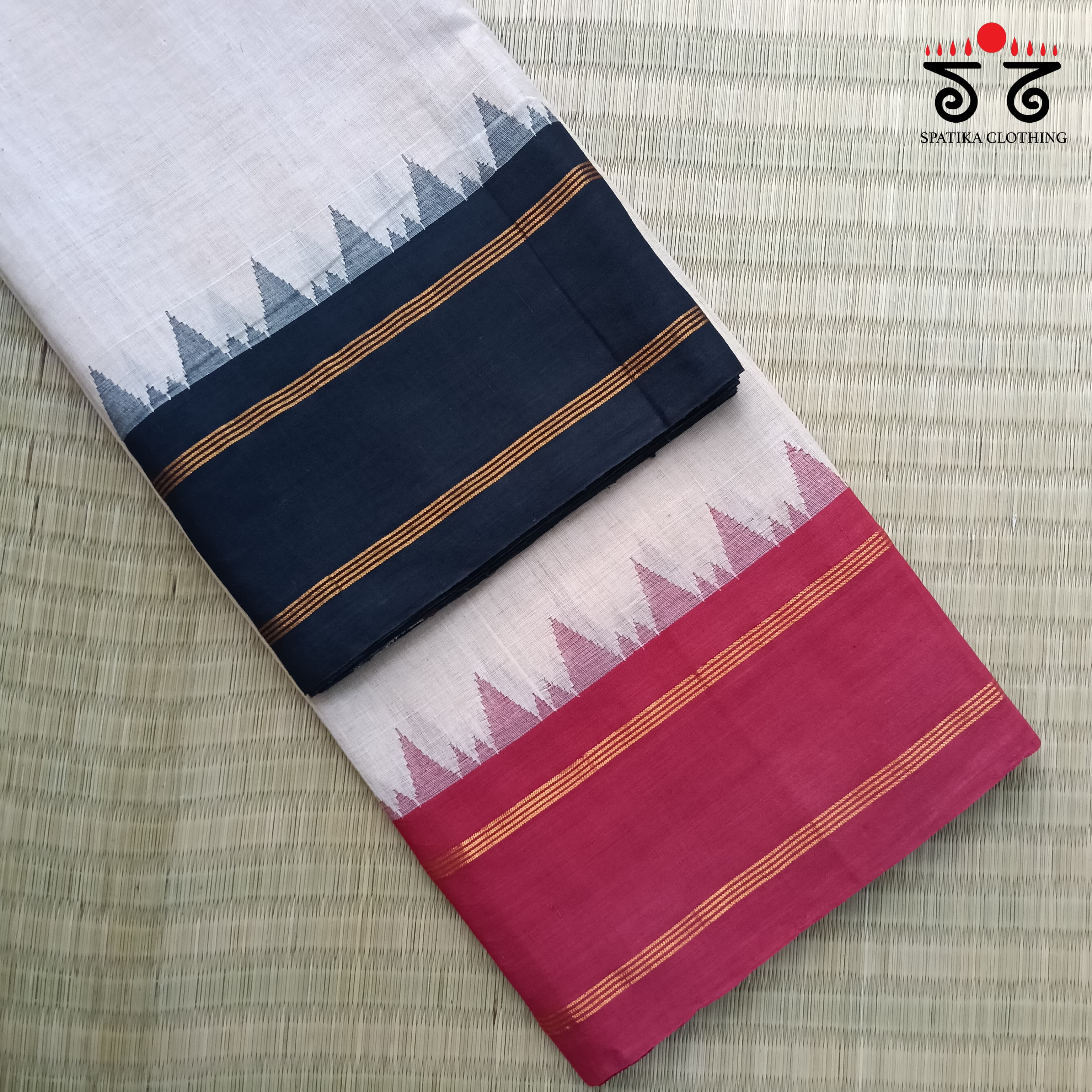 Ponduru Handspun Cotton Saree - Ganga Jamuna Border