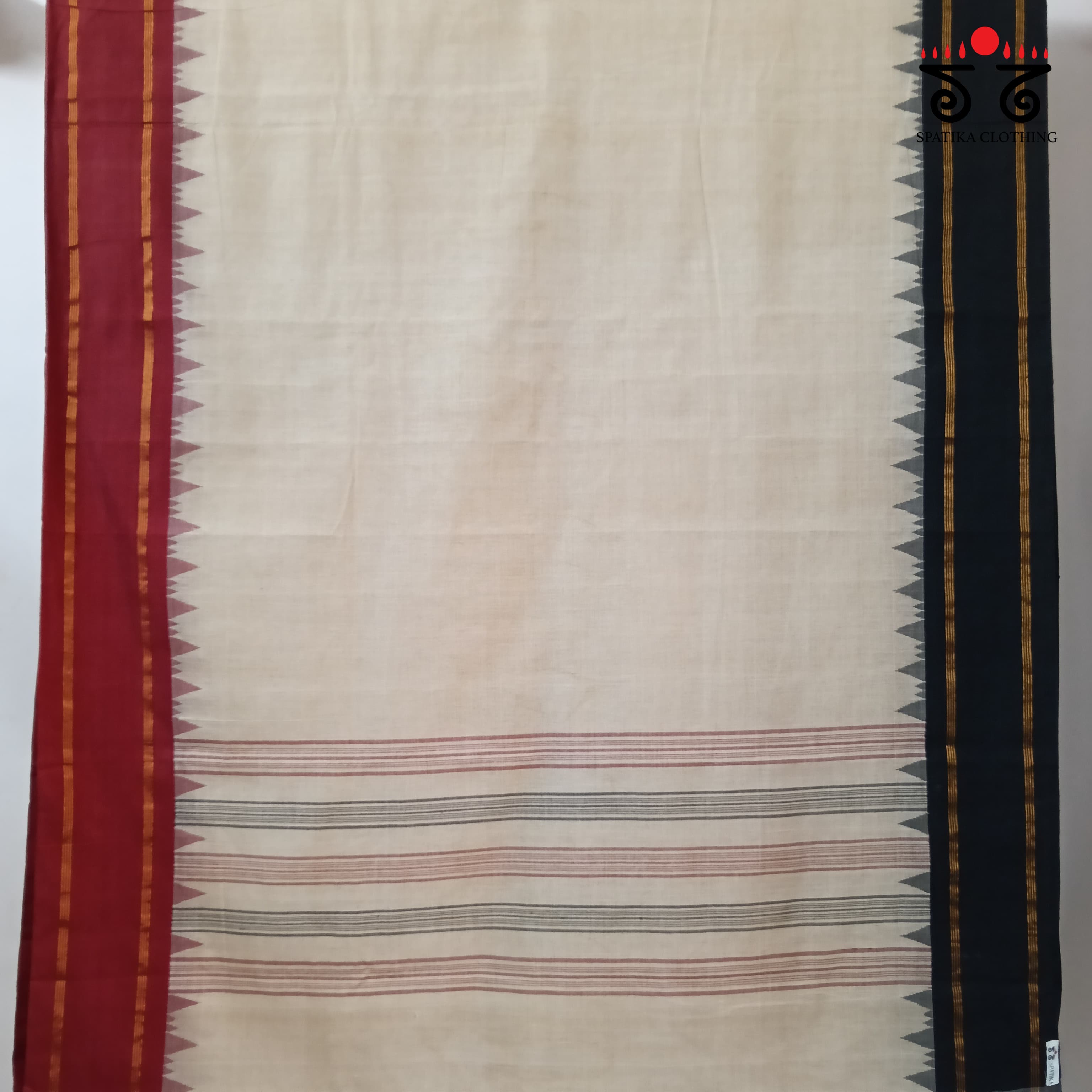 Ponduru Handspun Cotton Saree - Ganga Jamuna Border