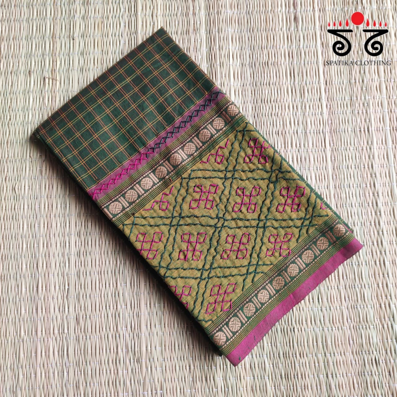 Hand-embroidered Kanchi cotton Blouse Fabric
