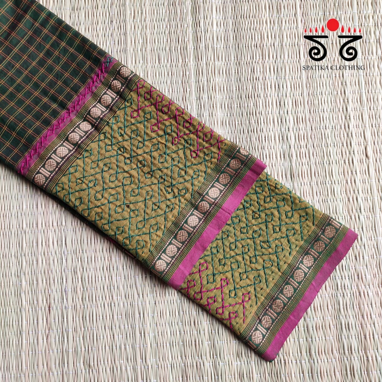 Hand-embroidered Kanchi Cotton Blouse Fabric