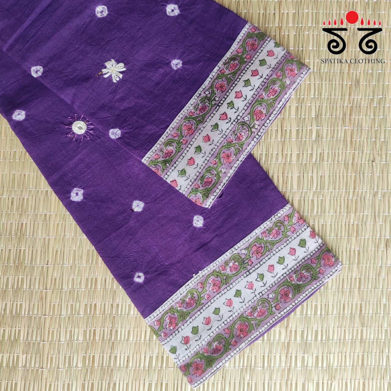 Hand Embroidered Bandhani Blouse Fabric