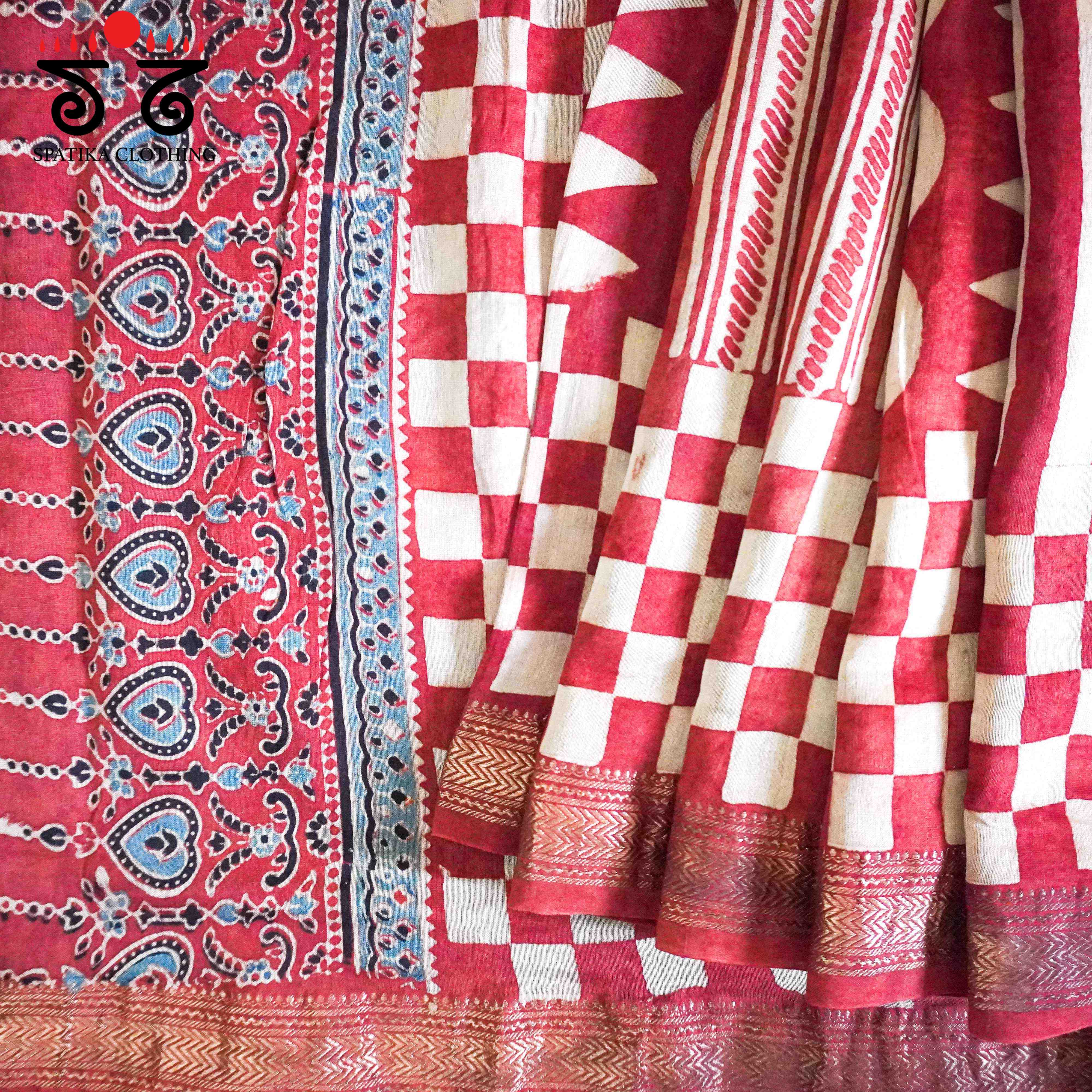 Ajrak Maheshwari Silk Cotton Saree