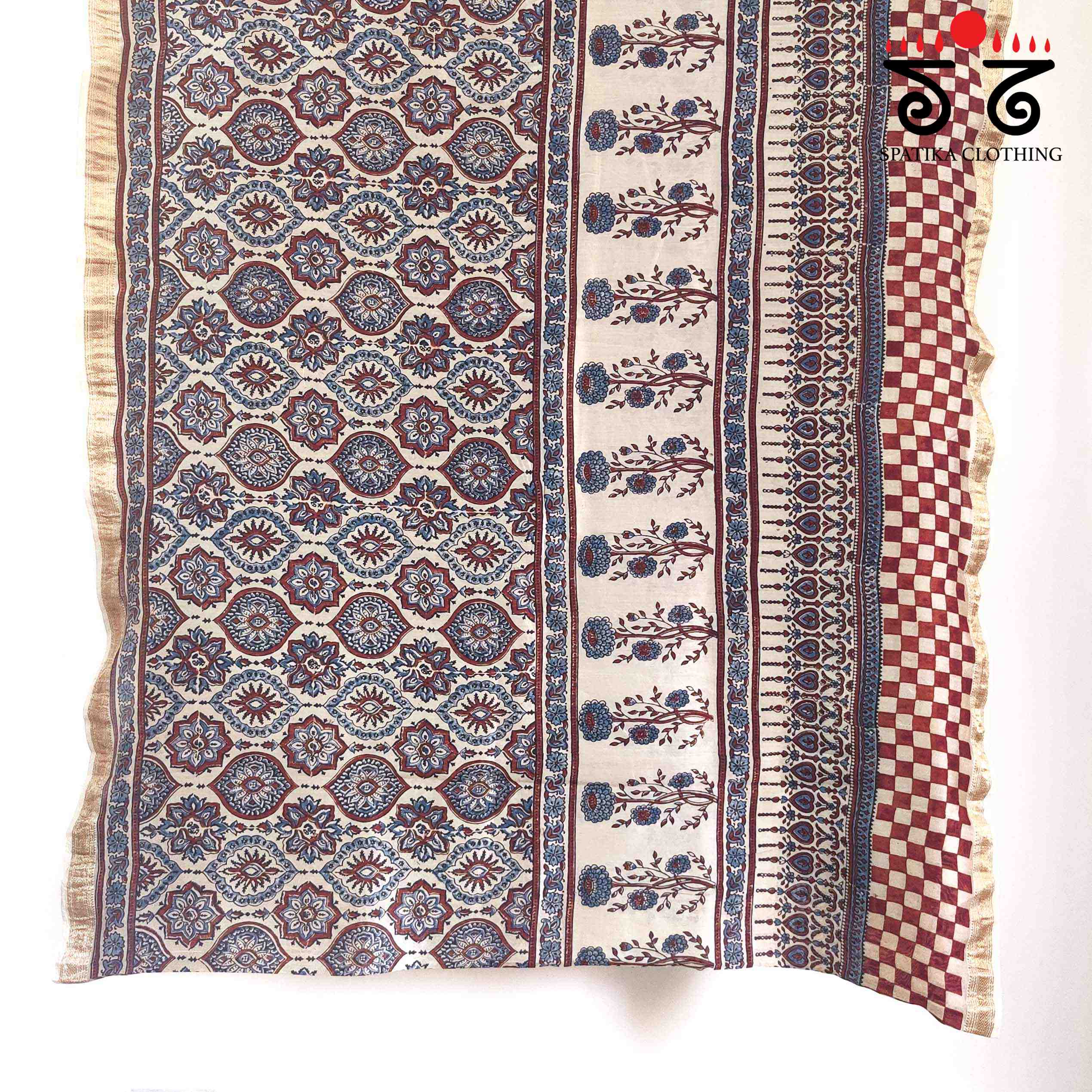 Ajrak Maheshwari Silk Cotton Saree