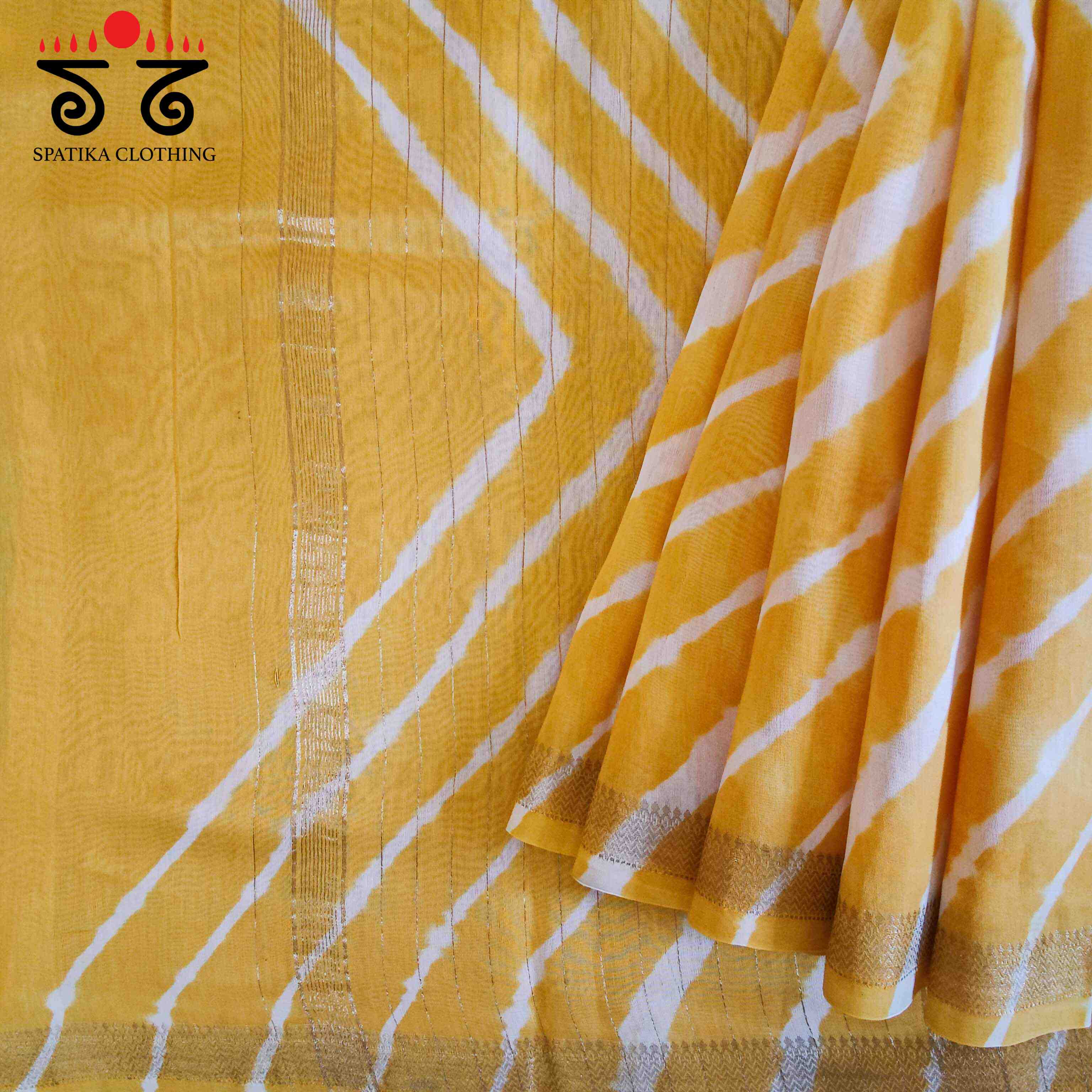 Leheriya on Maheswari silk cotton Saree- New!