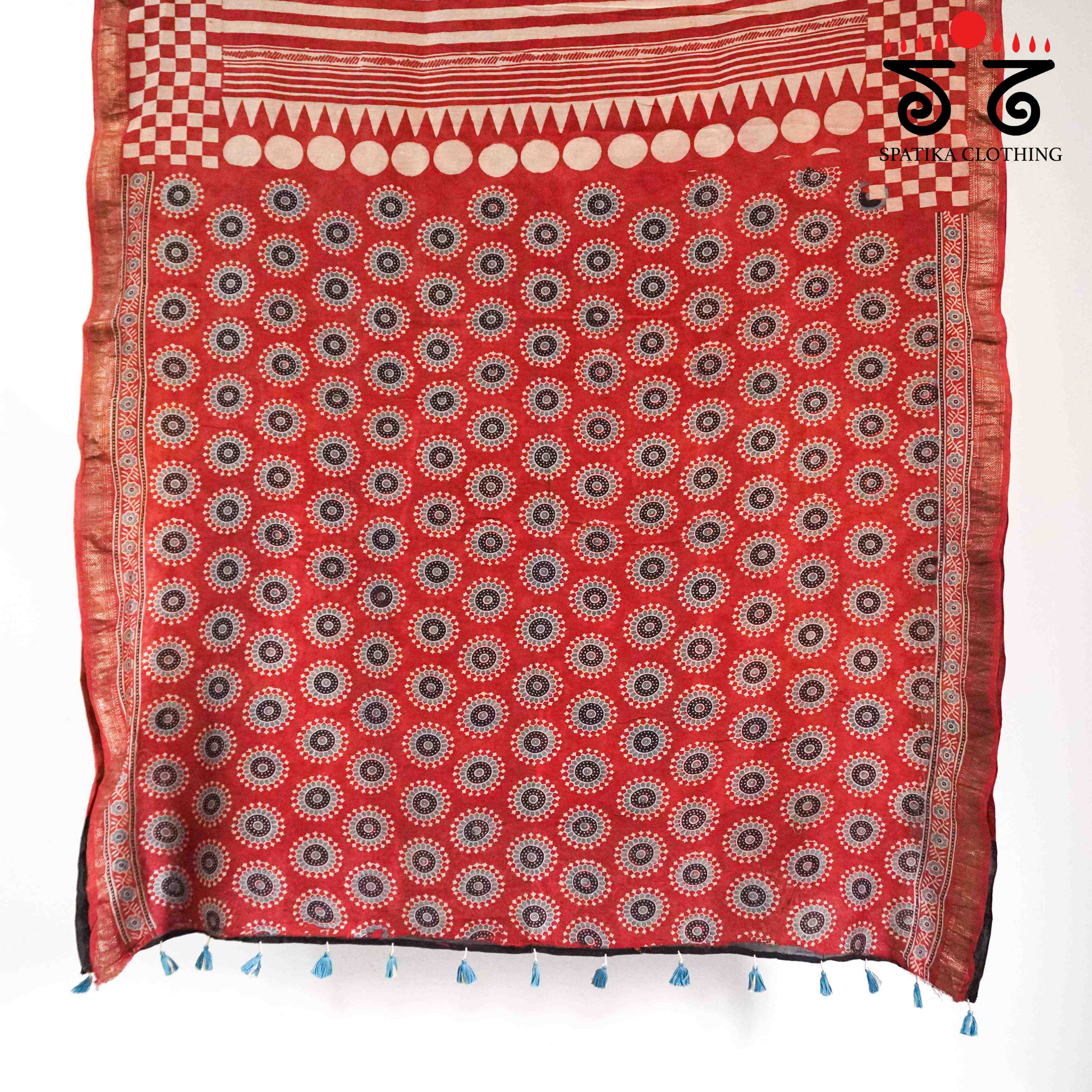 Ajrak Maheshwari Silk Cotton Saree