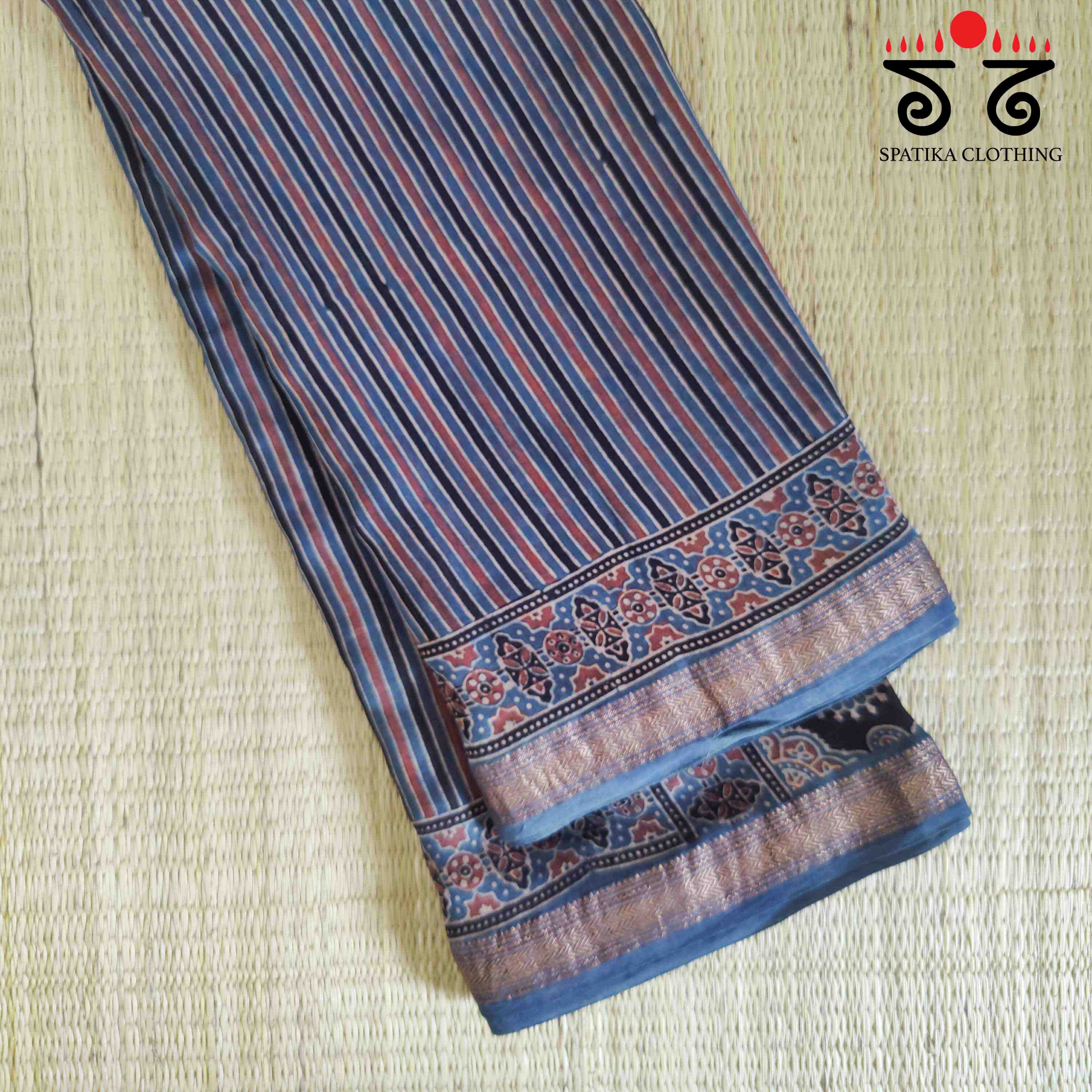 Ajrak Maheshwari Silk Cotton Saree