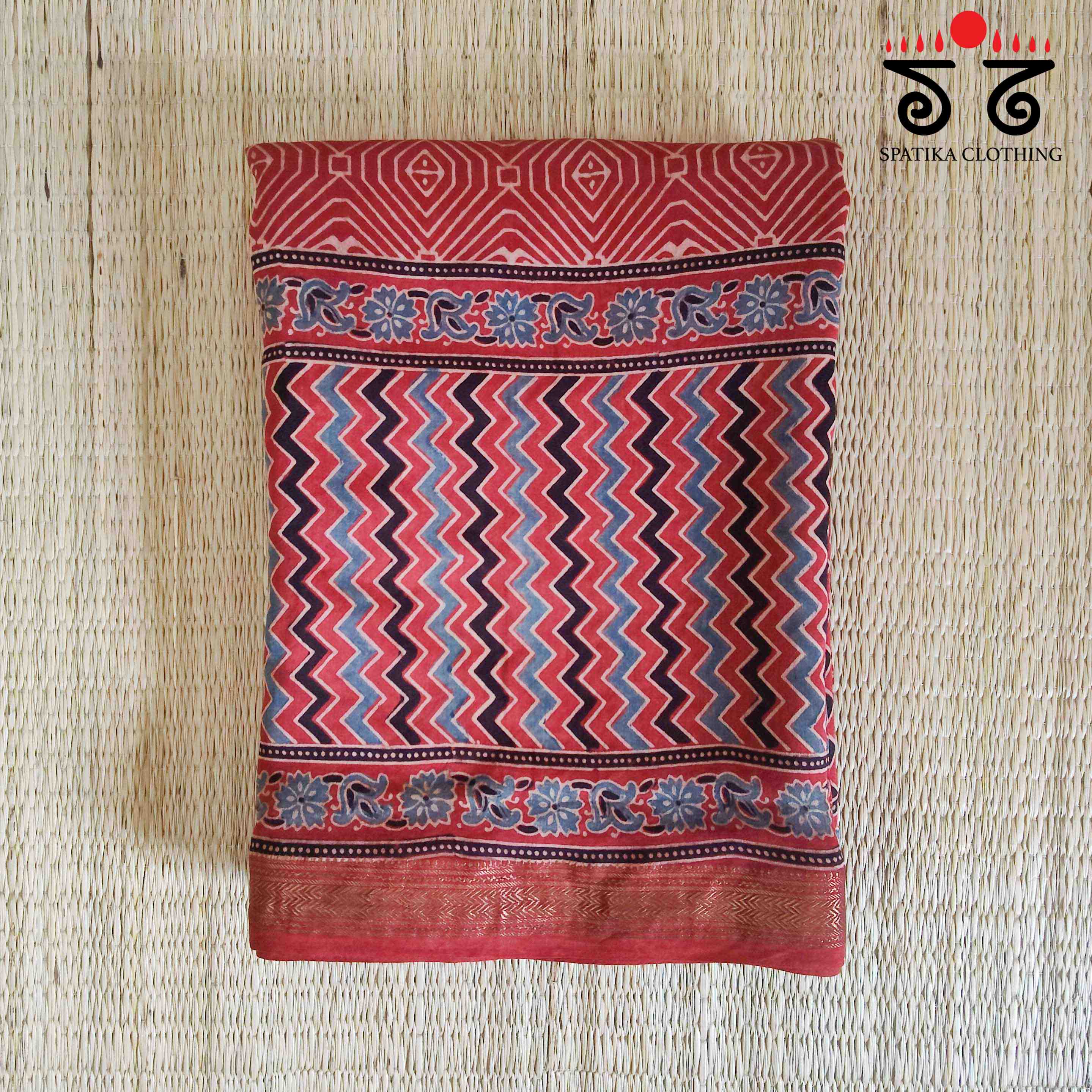 Ajrak Maheshwari Silk Cotton Saree